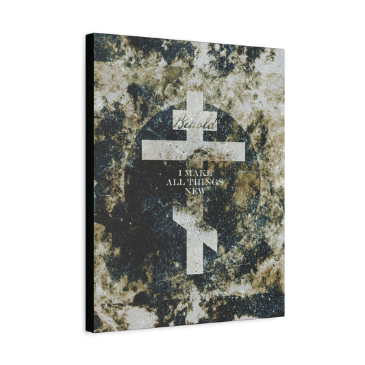 Behold, I Make All Things New | Revelation 21:5 | Cosmic Textured Orthodox Cross | Parousia | Orthodox Christian Canvas Art