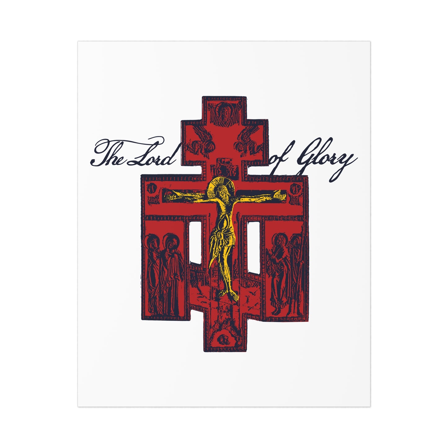 The Lord of Glory | Russian Golgotha Crucifix IconoGraphic (White BG) | 1 Corinthians 2:8 | Orthodox Christian Art Poster