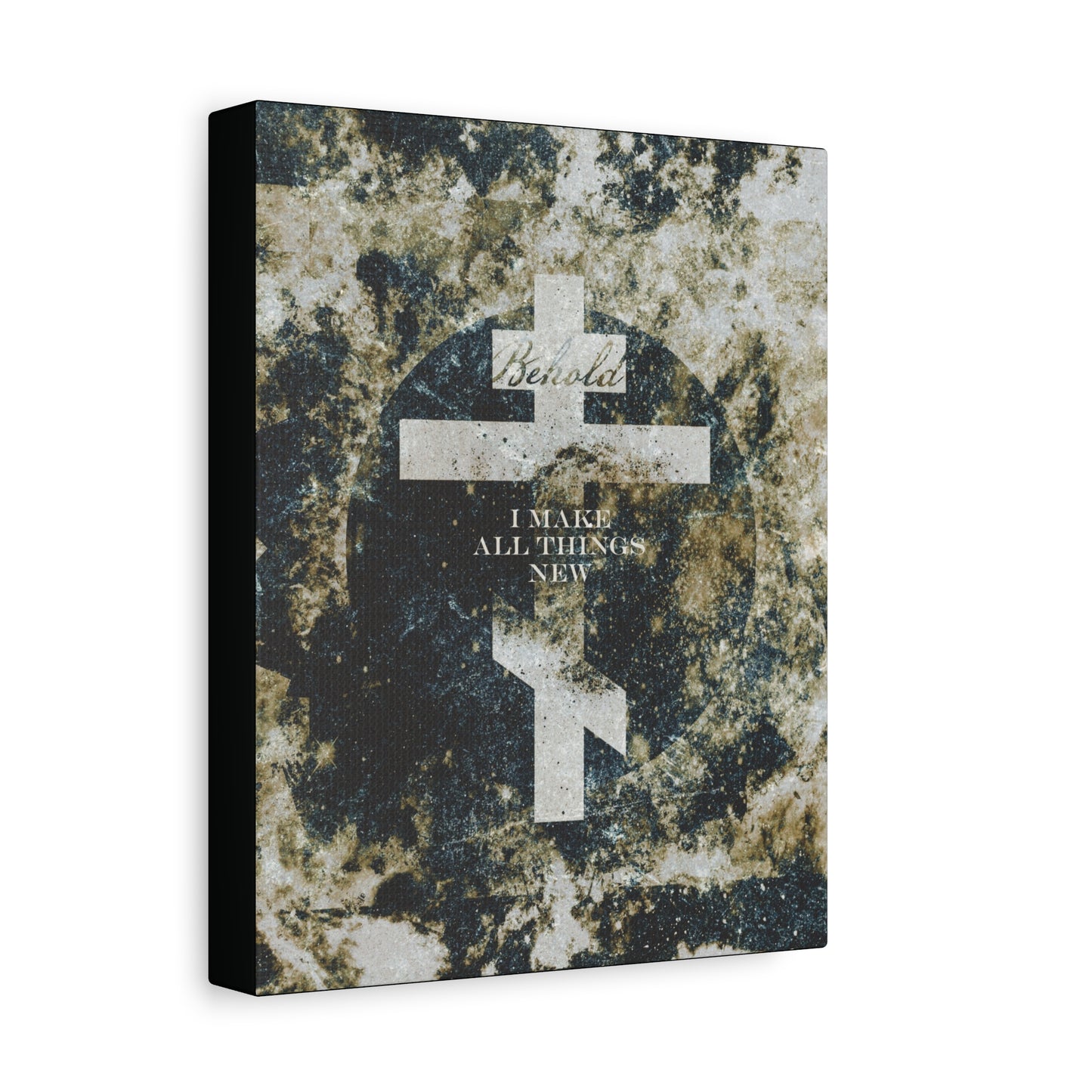 Behold, I Make All Things New | Revelation 21:5 | Cosmic Textured Orthodox Cross | Parousia | Orthodox Christian Canvas Art
