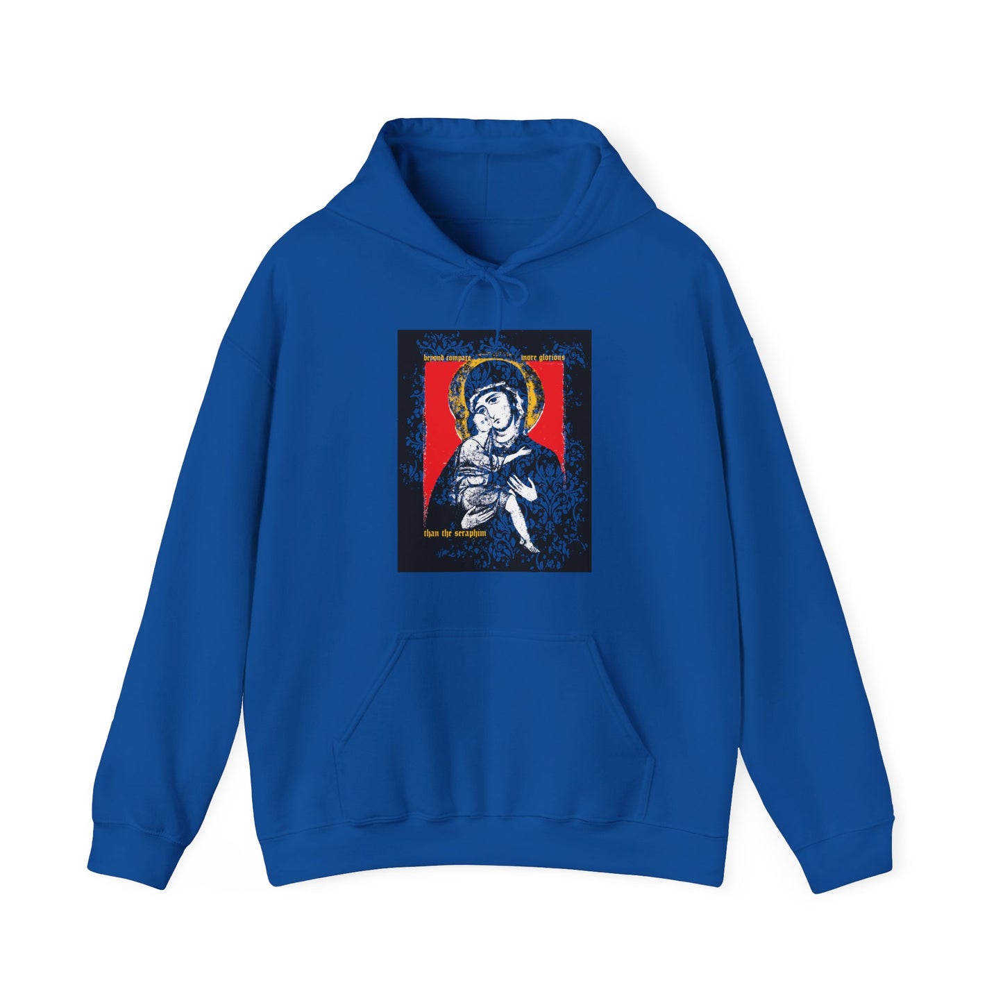 Beyond Compare More Glorious Than the Seraphim | Vladimir Theotokos Iconographic | Orthodox Christian Hoodie