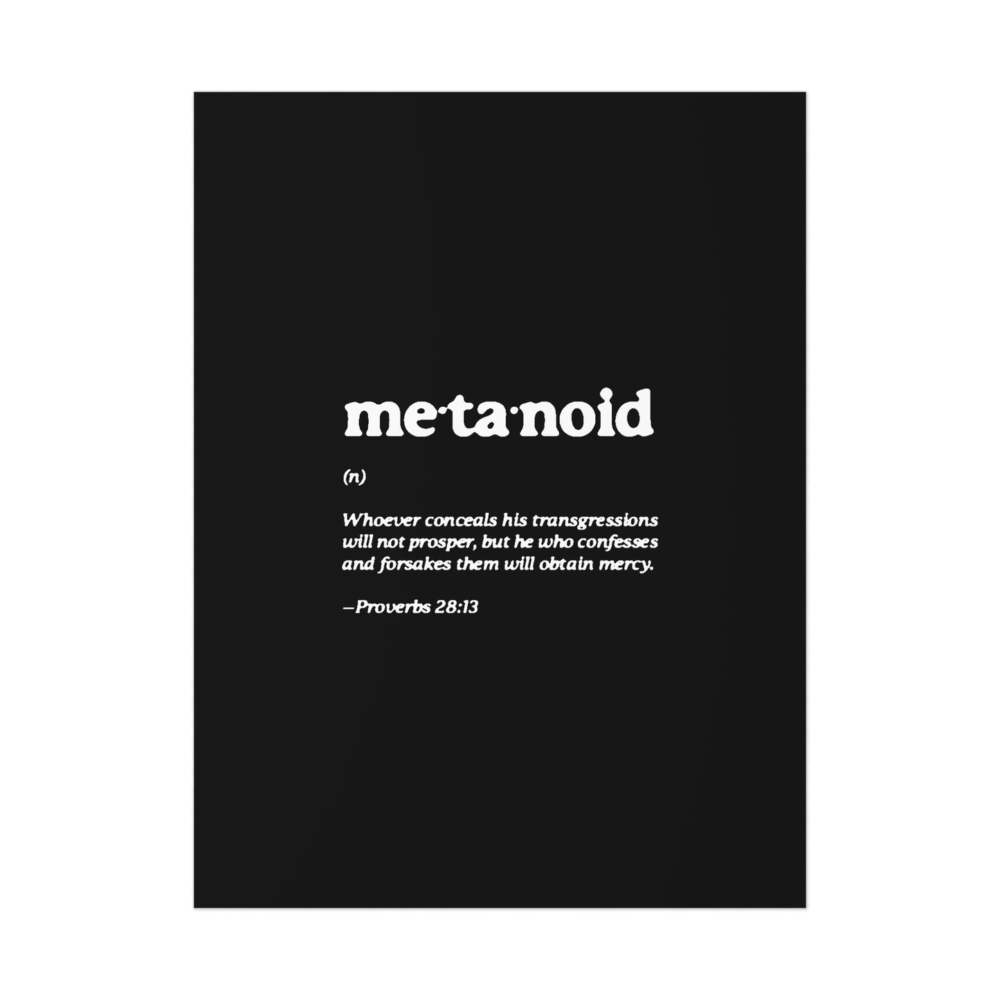 Metanoia Metanoid Definition | Proverbs 28:13 | Confession & Repentance | Minimalist Design | Orthodox Christian Art Poster