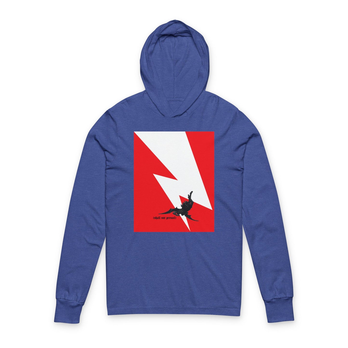 Shall Not Prevail | Satan Fell from Heaven Like Lightning (Luke 10:18) | Minimalist Design | Orthodox Long Sleeve Hooded Shirt