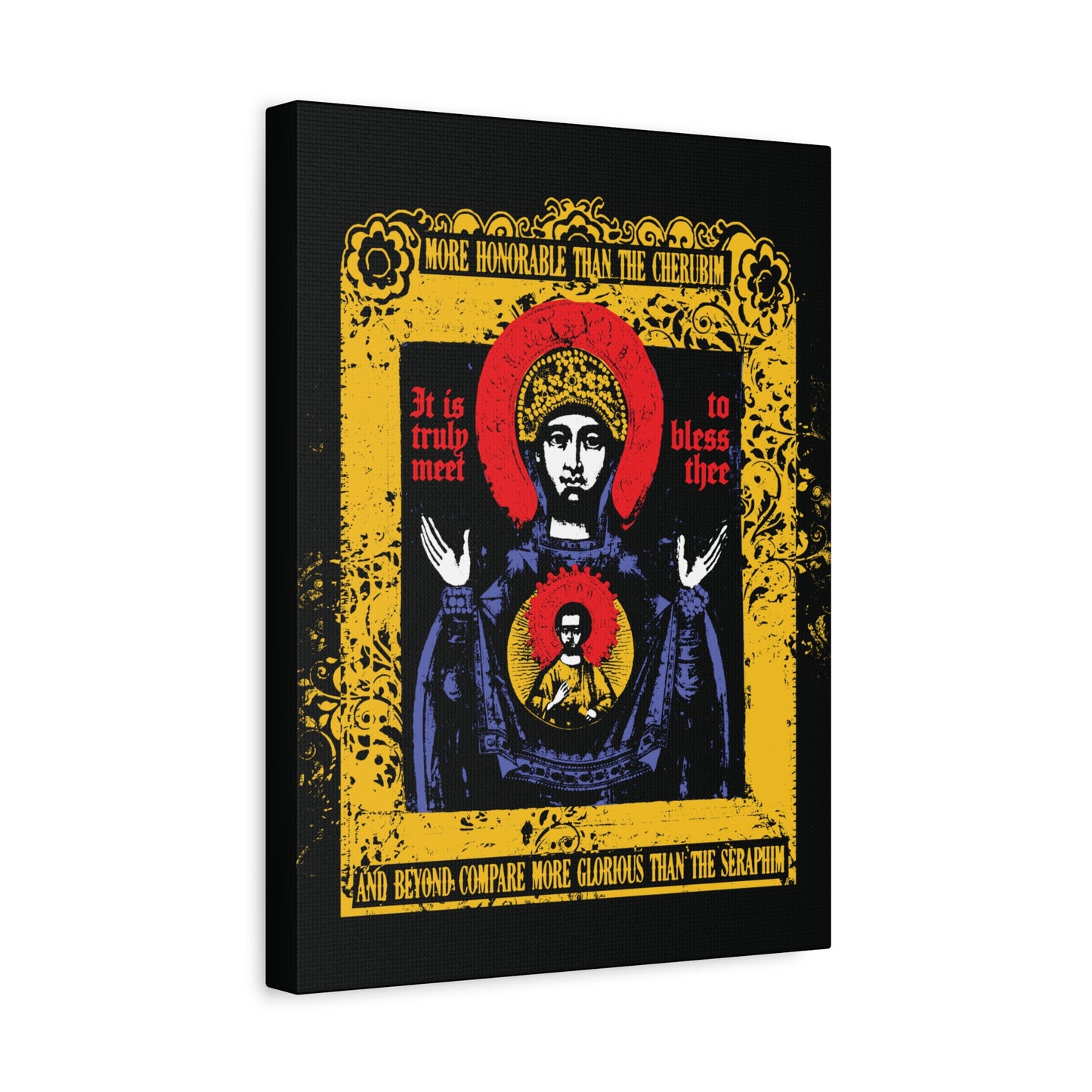 It is Truly Meet To Bless Thee Iconographic | Axion Estin Hymn to the Mother of God Theotokos | Orthodox Christian Canvas Art