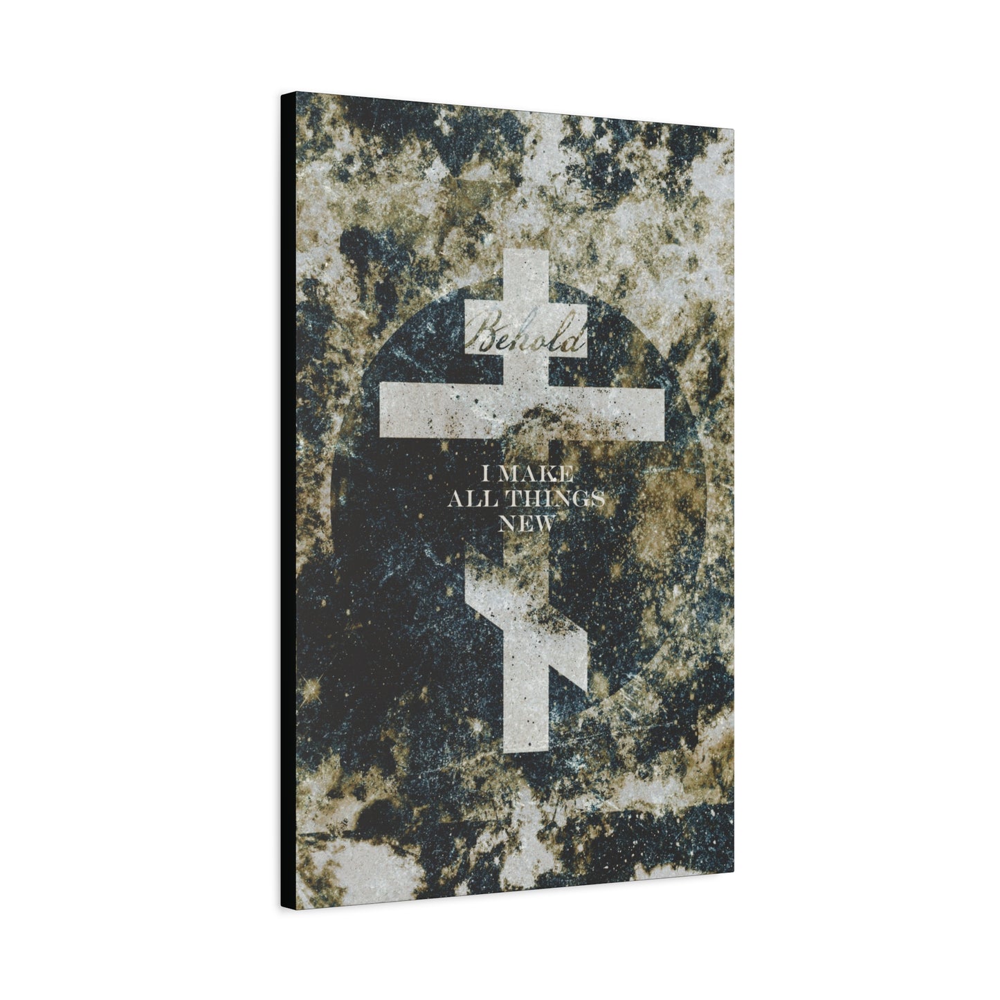 Behold, I Make All Things New | Revelation 21:5 | Cosmic Textured Orthodox Cross | Parousia | Orthodox Christian Canvas Art