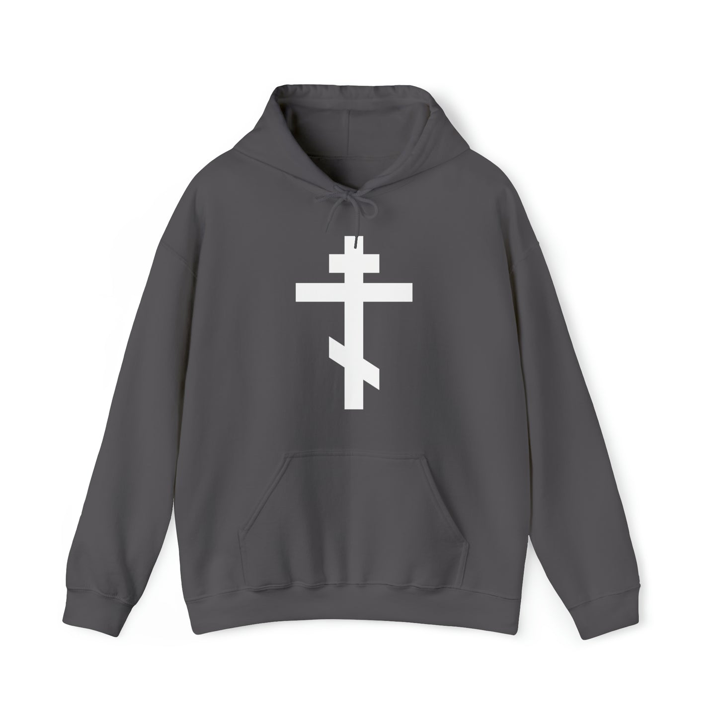 Simple Orthodox Cross (White) No. 1 | Orthodox Christian Hoodie / Hooded Sweatshirt