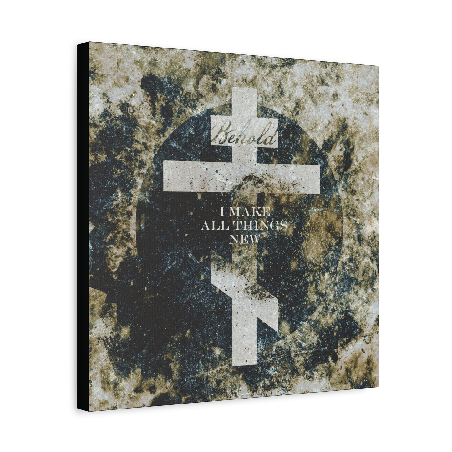 Behold, I Make All Things New | Revelation 21:5 | Cosmic Textured Orthodox Cross | Parousia | Orthodox Christian Canvas Art
