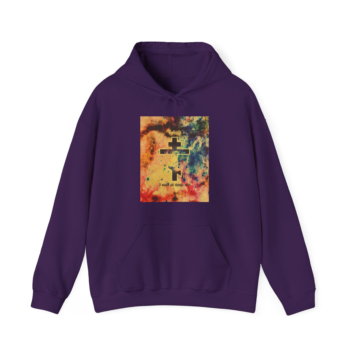Behold, I Make All Things New (Rev 21:5) | Cosmic Orthodox Cross On Inverted Starfield | Second Coming | Orthodox Christian Hoodie