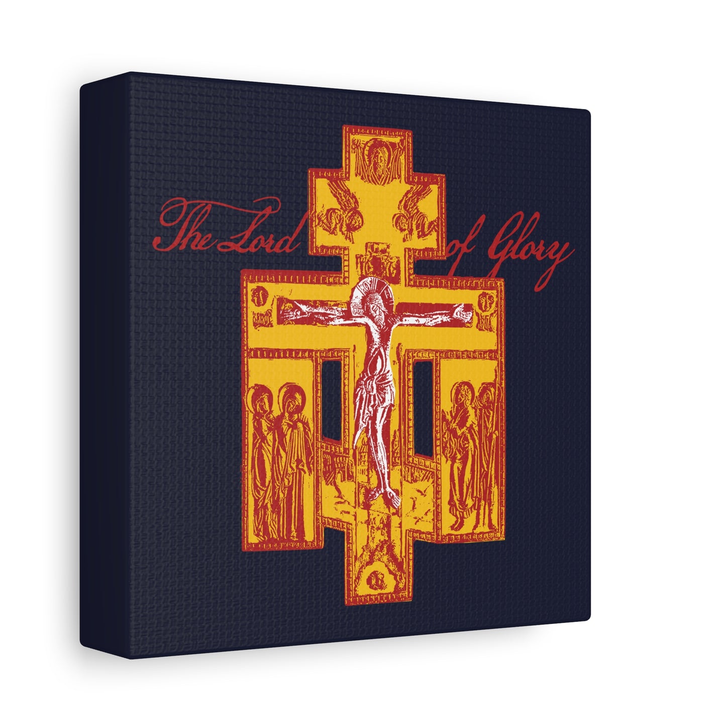 The Lord of Glory | Russian Golgotha Crucifix IconoGraphic (Blue BG) | 1 Corinthians 2:8 | Orthodox Christian Canvas Art