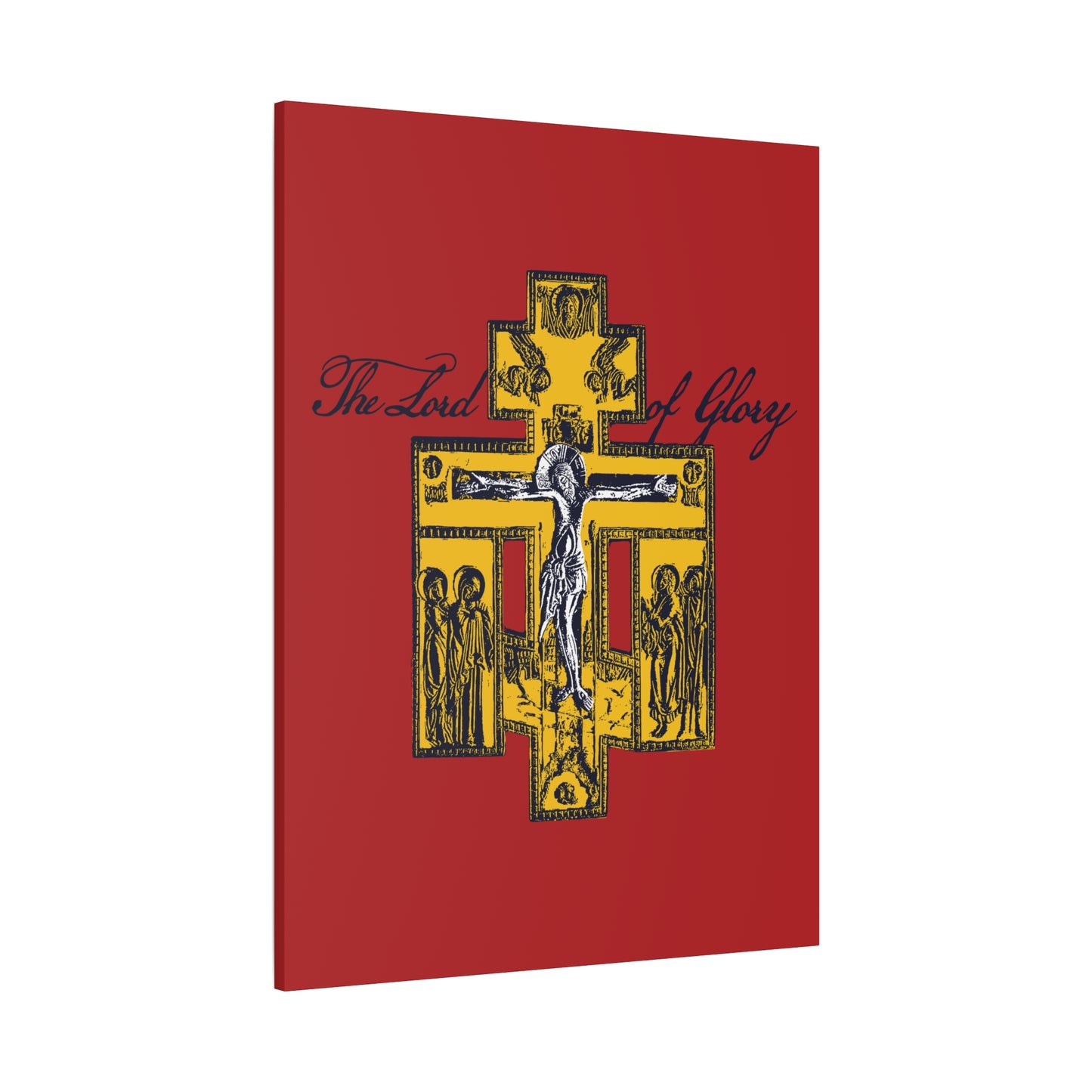 The Lord of Glory | Russian Golgotha Crucifix IconoGraphic (Red BG) | 1 Corinthians 2:8 | Orthodox Christian Canvas Art