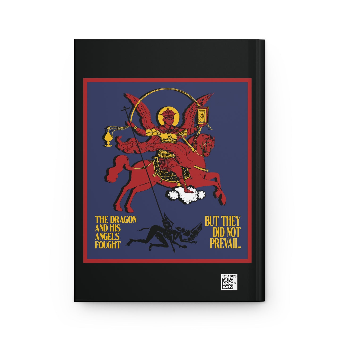 Archangel Michael of the Apocalypse IconoGraphic (Revelation 12:7-8) | Red Angel and Horse on Blue Background | Orthodox Christian Accessory | Hardcover Journal