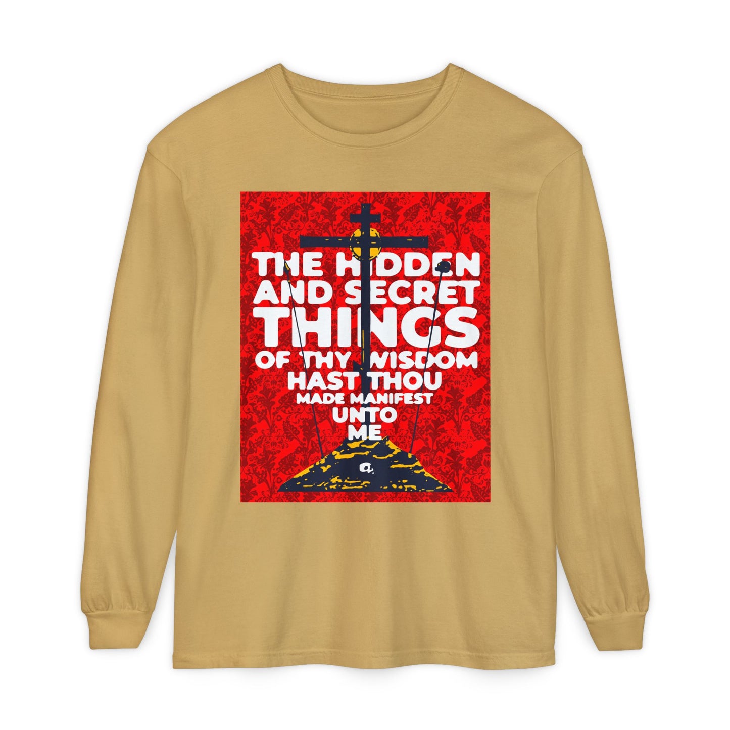 The Hidden and Secret Things of Thy Wisdom (Psalm 50/51) | Golgotha Cross | Skull of Adam | Orthodox Christian Long Sleeve Shirt