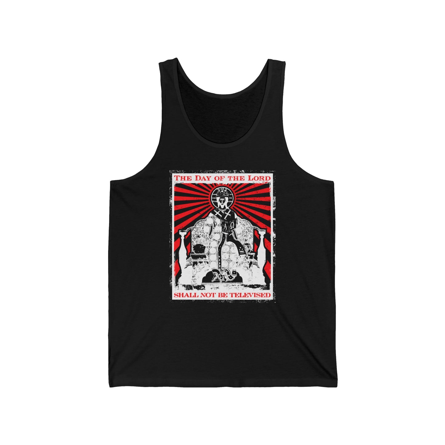 The Day of the Lord Shall Not Be Televised | Jesus Christ Enthroned Iconographic | Second Coming | Revelation | Orthodox Christian Jersey Tank Top