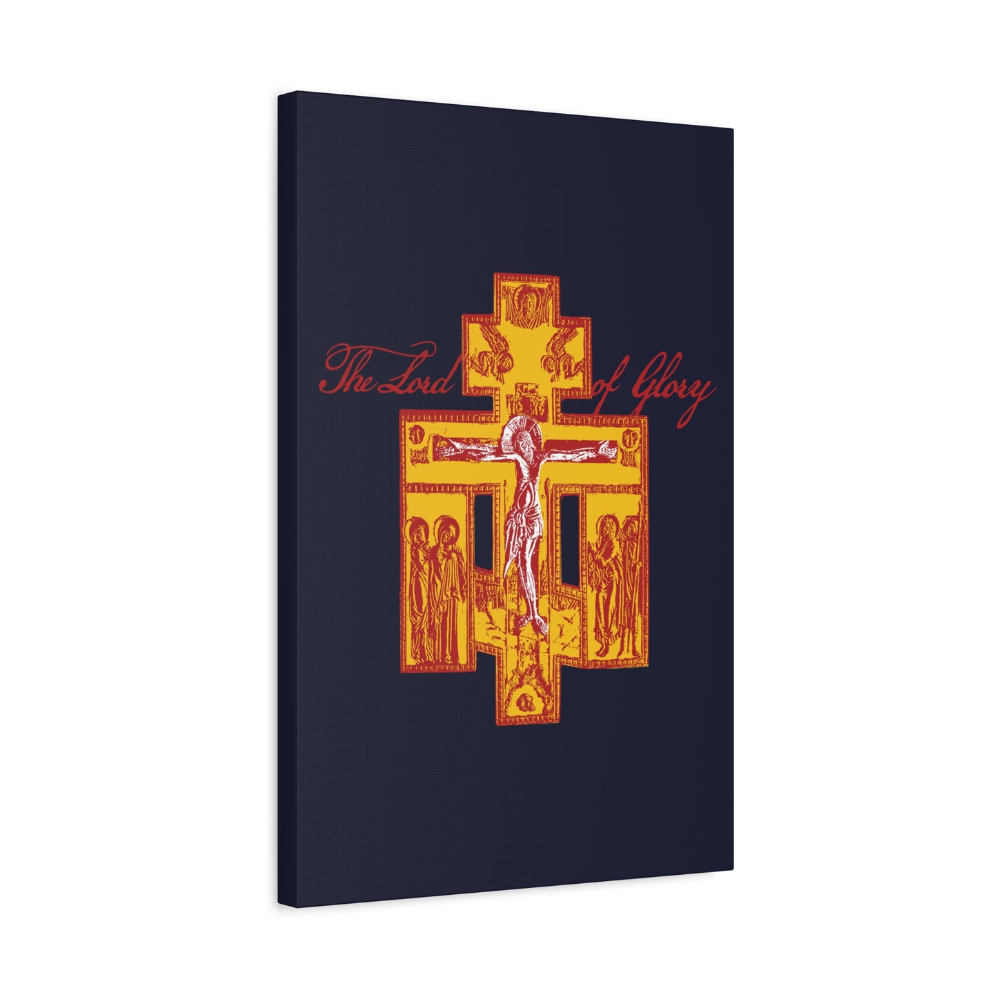 The Lord of Glory | Russian Golgotha Crucifix IconoGraphic (Blue BG) | 1 Corinthians 2:8 | Orthodox Christian Canvas Art