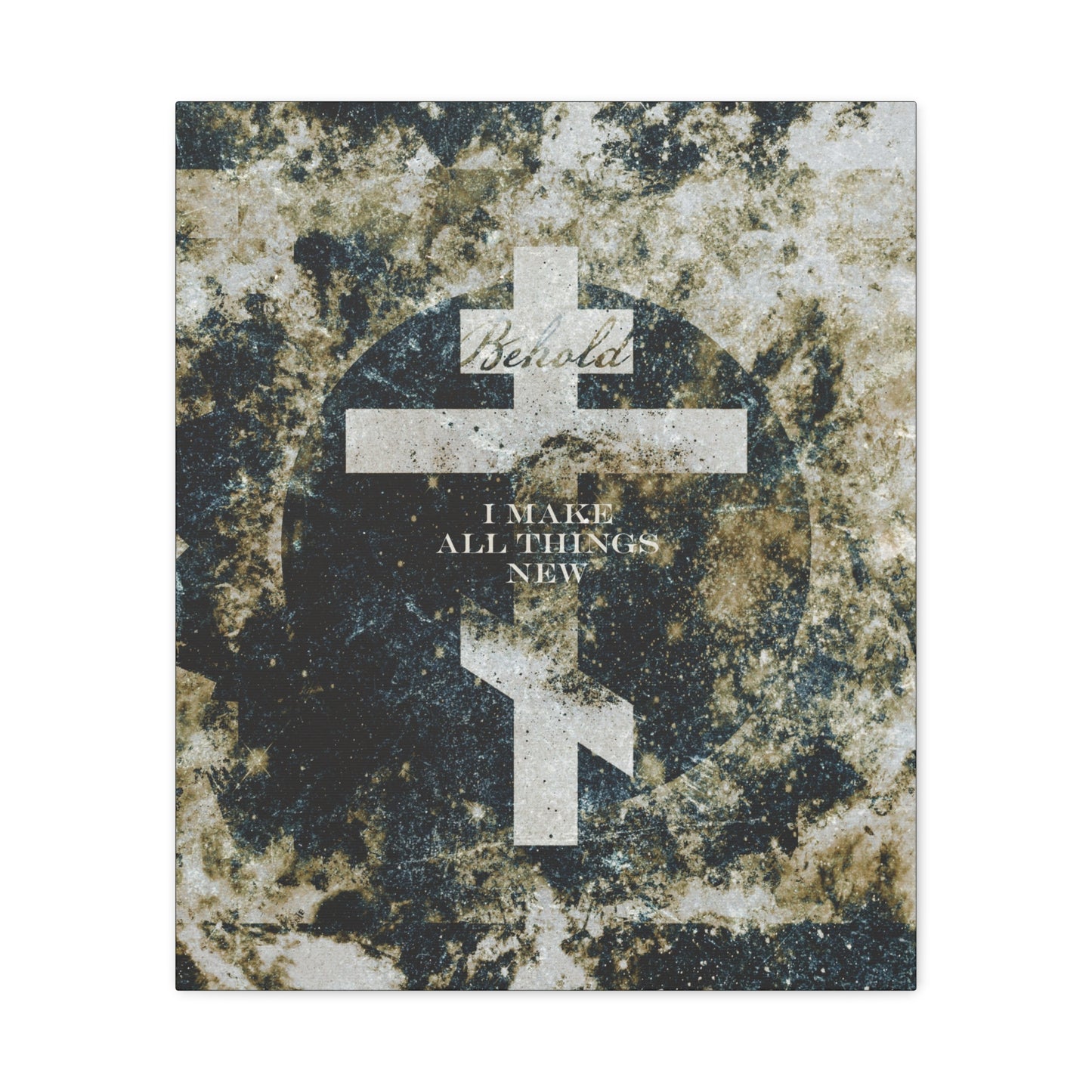 Behold, I Make All Things New | Revelation 21:5 | Cosmic Textured Orthodox Cross | Parousia | Orthodox Christian Canvas Art