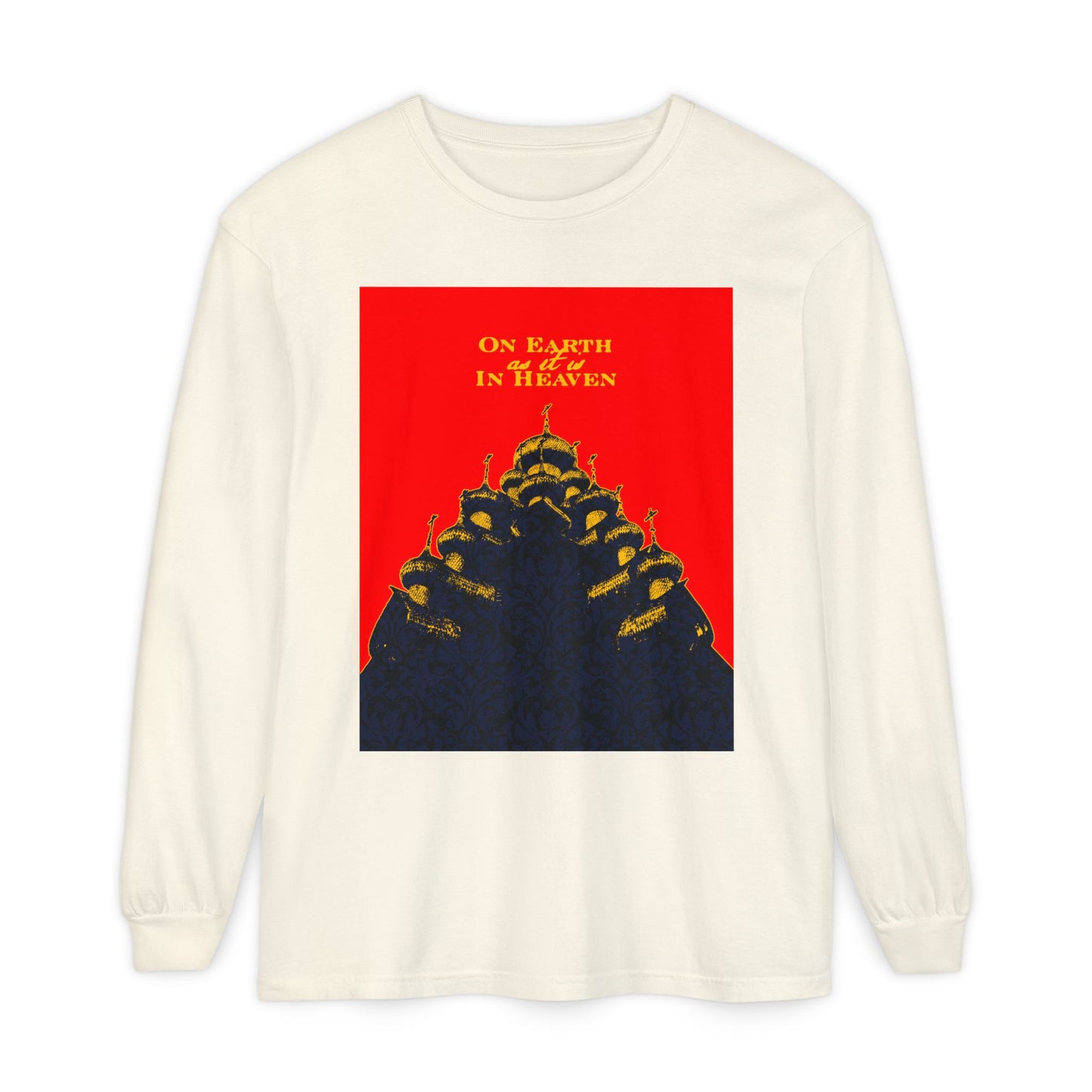 The Church: On Earth As It Is In Heaven | Lord's Prayer | Ancient Russian Wooden Church Design | Orthodox Christian Long Sleeve Shirt