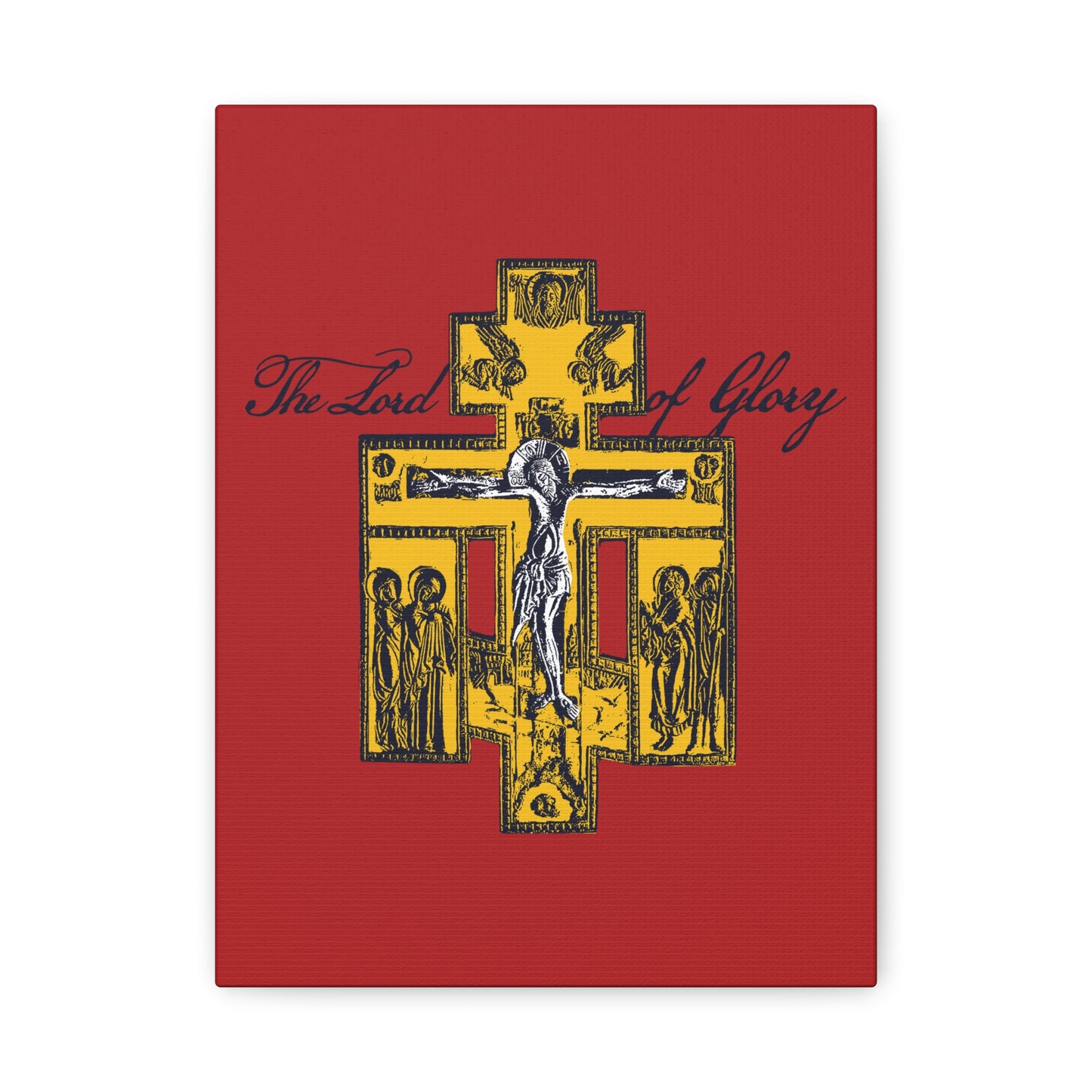 The Lord of Glory | Russian Golgotha Crucifix IconoGraphic (Red BG) | 1 Corinthians 2:8 | Orthodox Christian Canvas Art