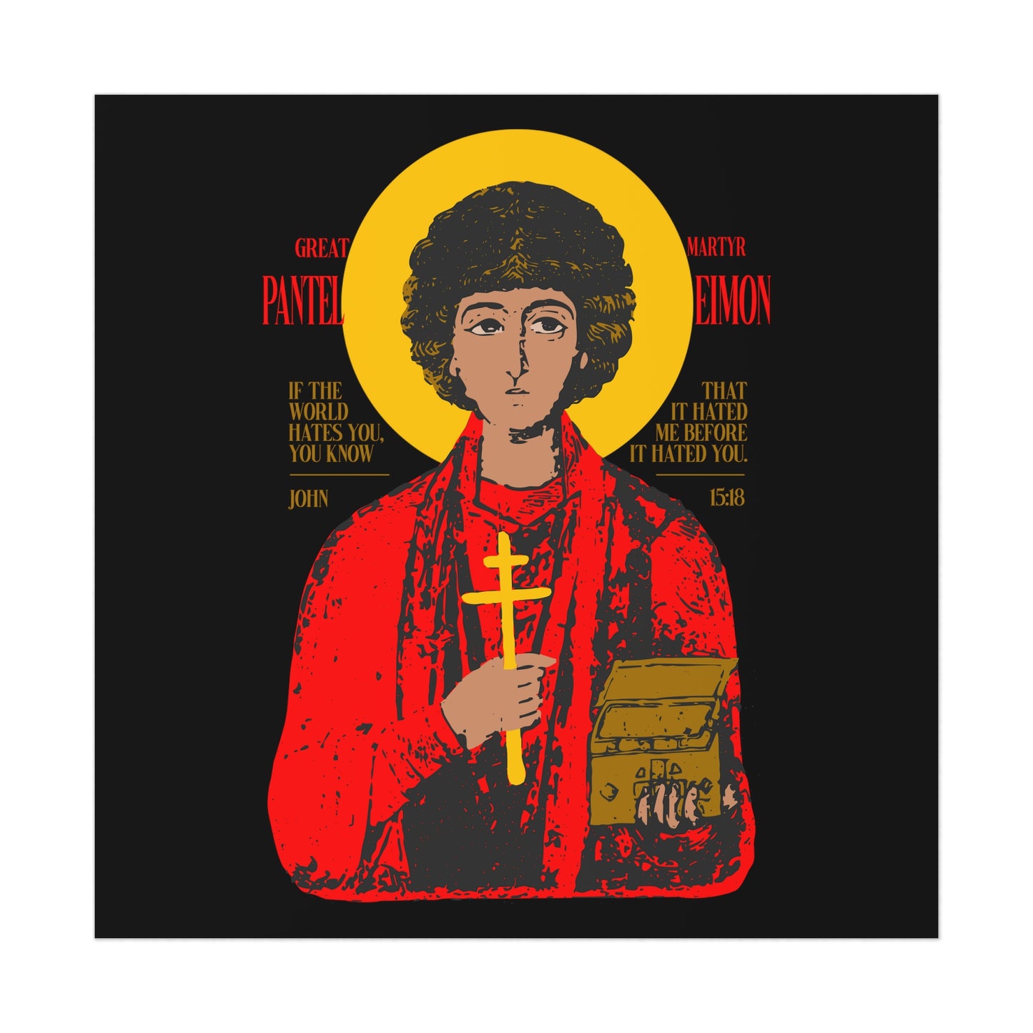 Great-Martyr Panteleimon IconoGraphic No. 1 | Orthodox Christian Art Poster