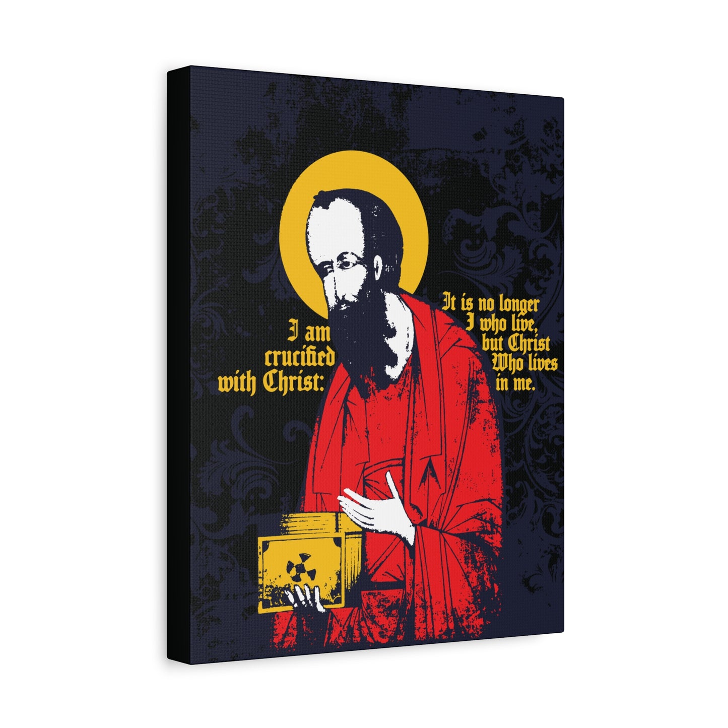 St Paul Holding Gospel Iconographic | I am crucified with Christ (Galatians 2:20) | Orthodox Christian Canvas Art
