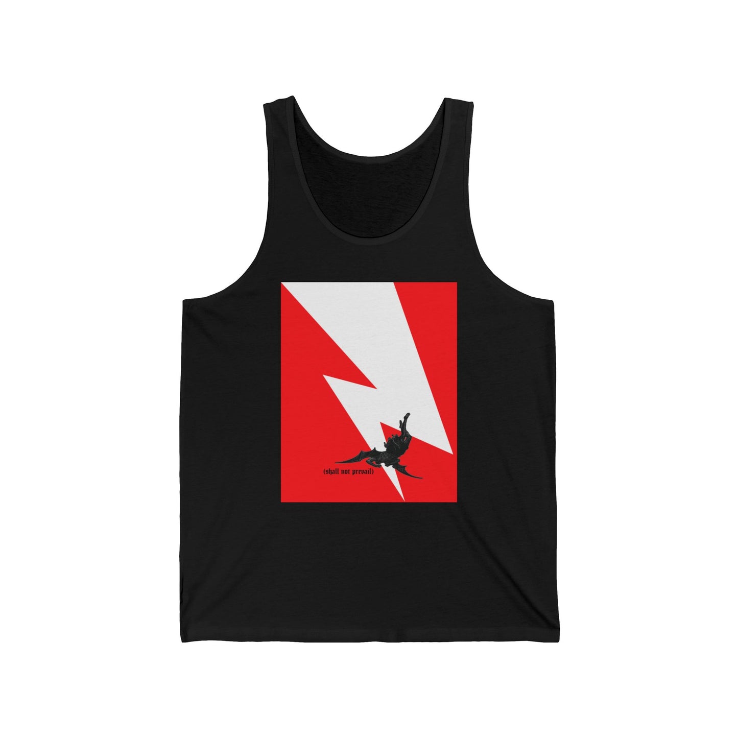 Shall Not Prevail | Satan Fell from Heaven Like Lightning (Luke 10:18) | Minimalist Design | Orthodox Christian Jersey Tank Top