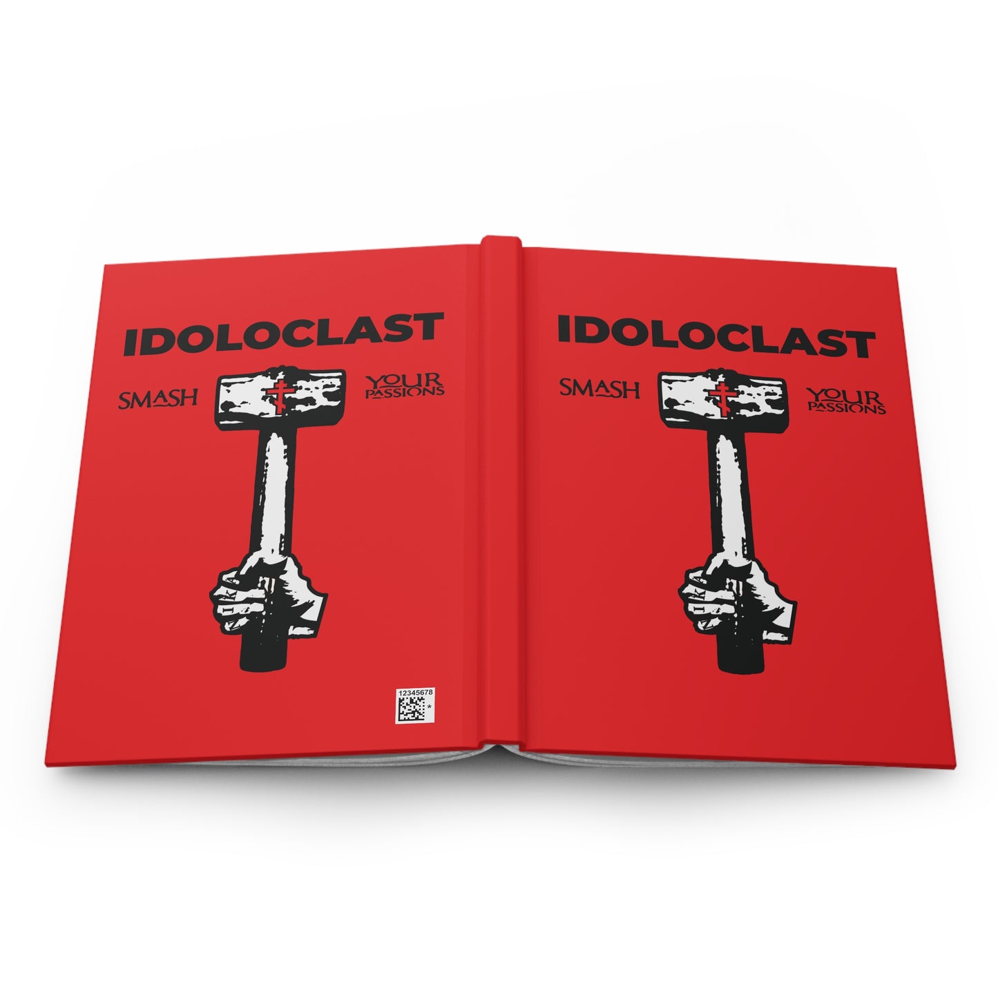 Idoloclast Idol-Smasher | Jesus NIKA Fist w/ Sledgehammer on Red Background | Smash Your Passions | Orthodox Christian Accessory | Hardcover Journal