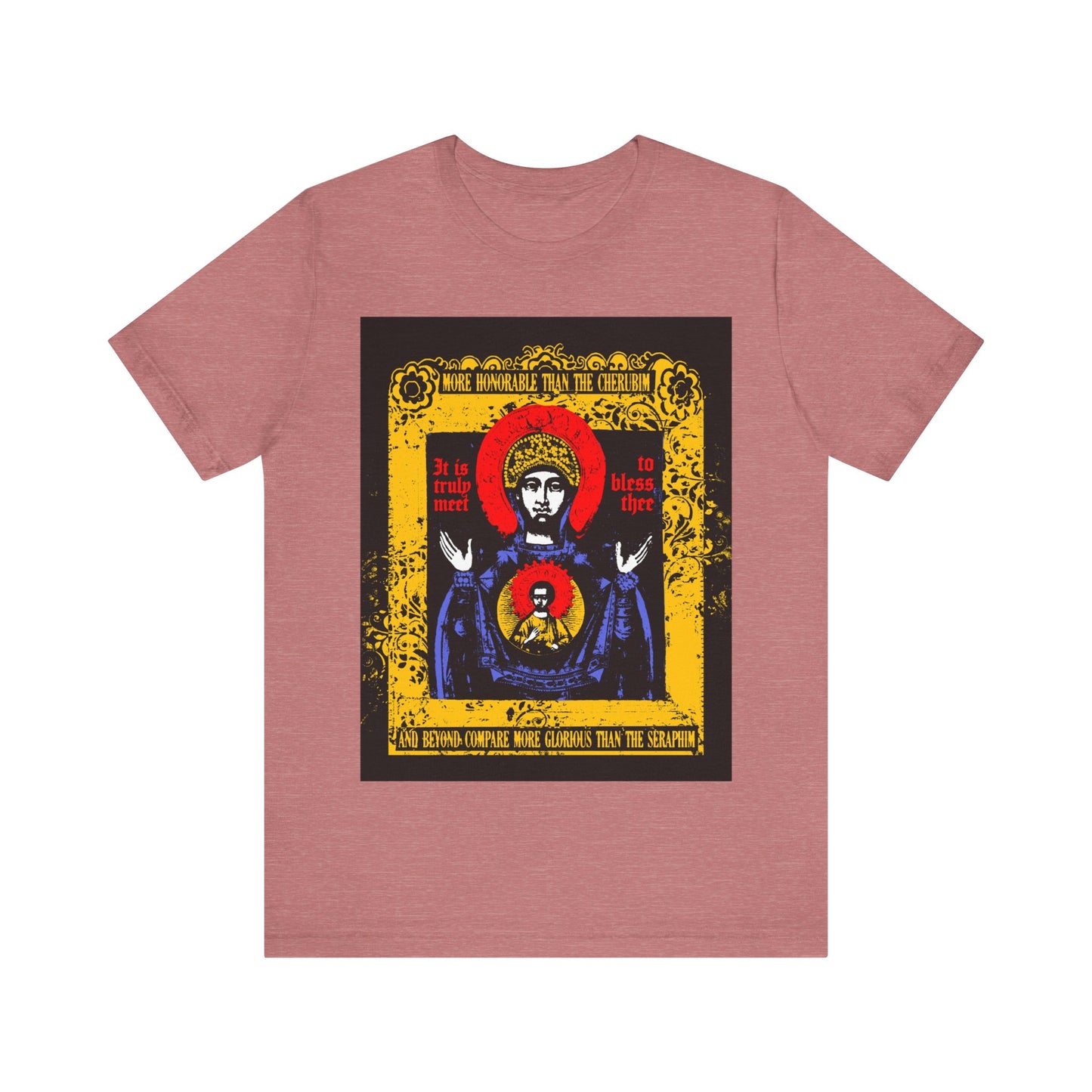 It is Truly Meet To Bless Thee Iconographic | Axion Estin Hymn to the Mother of God Theotokos | Orthodox Christian T-Shirt