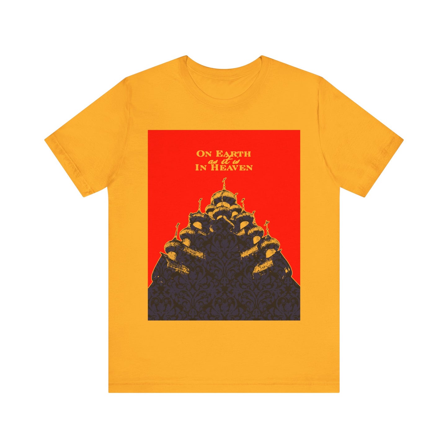 The Church: On Earth As It Is In Heaven | Lord's Prayer | Ancient Russian Wooden Church Design | Orthodox Christian Cotton T-Shirt