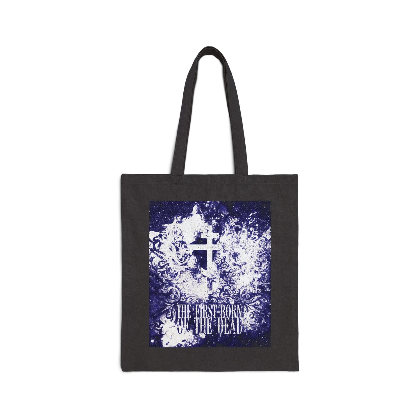 The First-Born of the Dead | Glowing White & Blue Textured Cosmic Orthodox Cross | Resurrection & Apocalypse | Orthodox Tote Bag