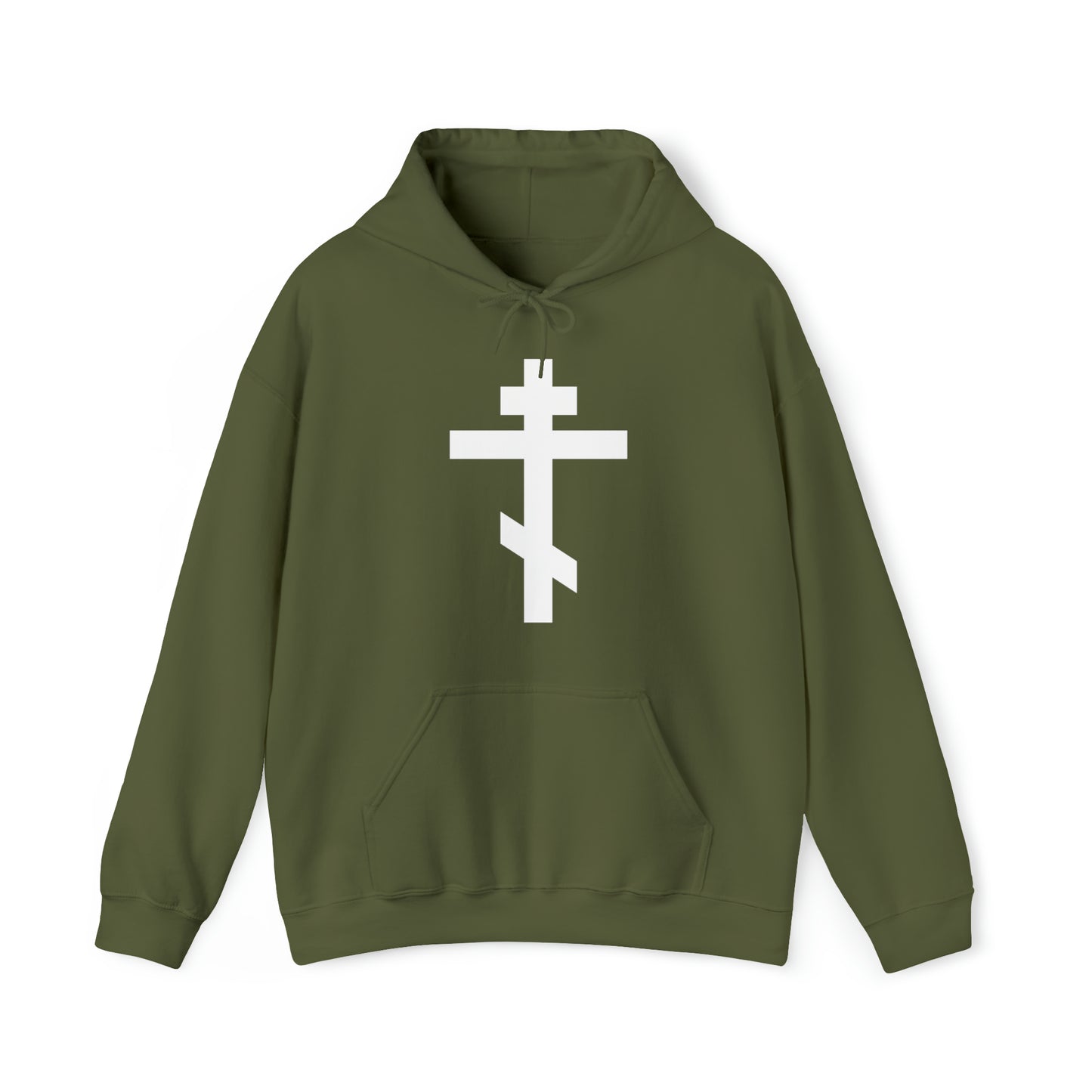 Simple Orthodox Cross (White) No. 1 | Orthodox Christian Hoodie / Hooded Sweatshirt