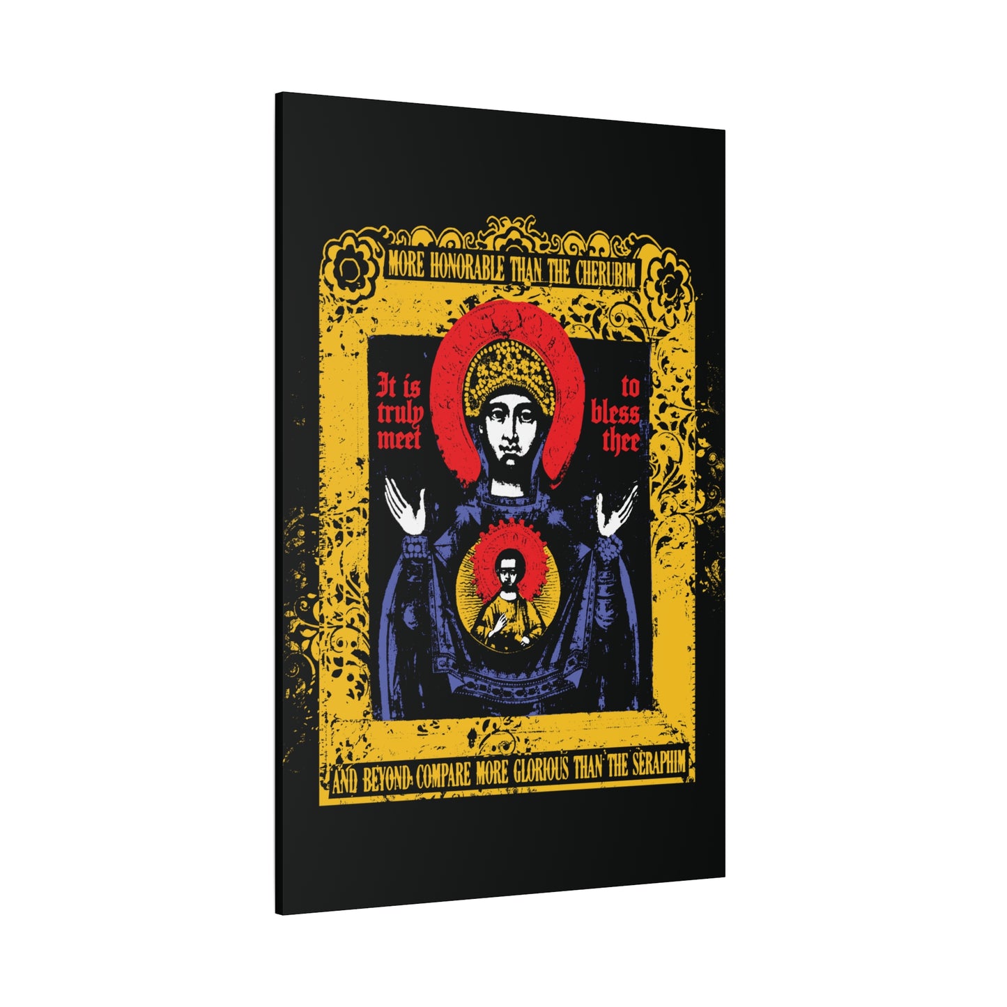 It is Truly Meet To Bless Thee Iconographic | Axion Estin Hymn to the Mother of God Theotokos | Orthodox Christian Canvas Art