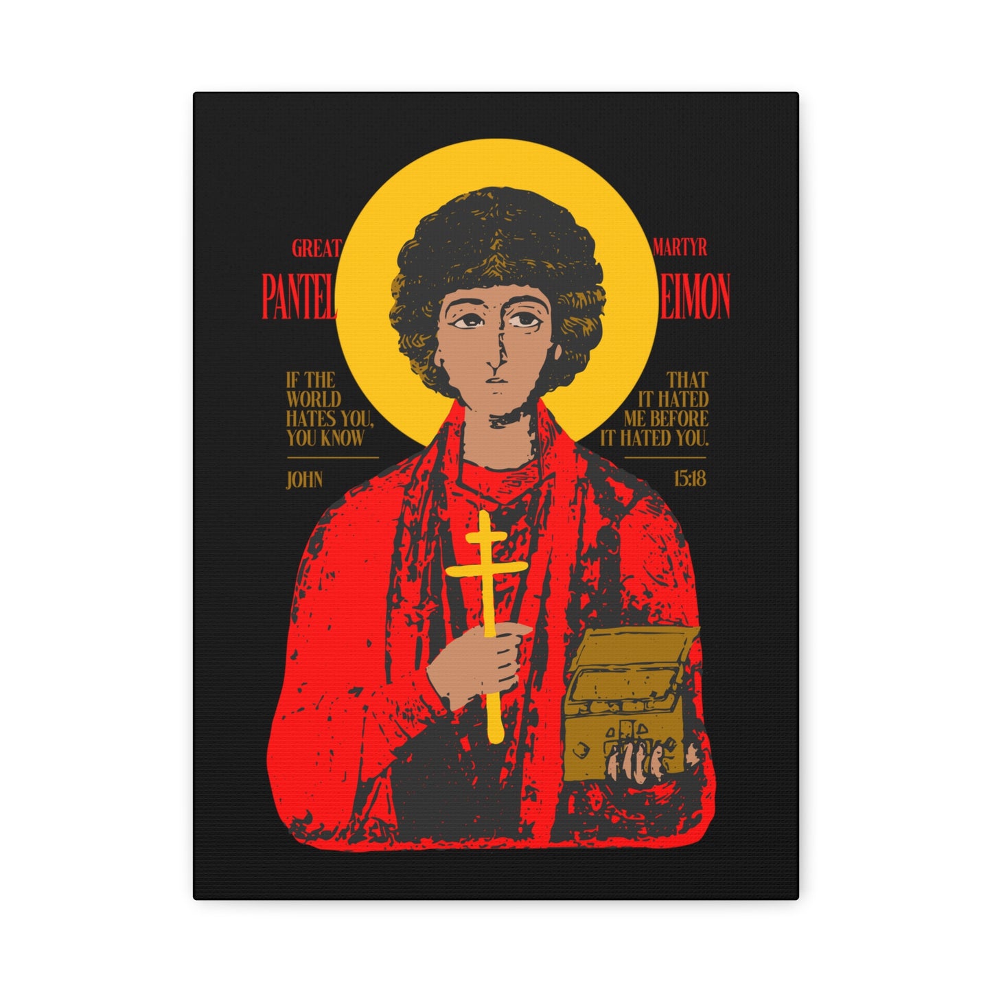 Great-Martyr Panteleimon IconoGraphic No. 1 | Orthodox Christian Canvas Art