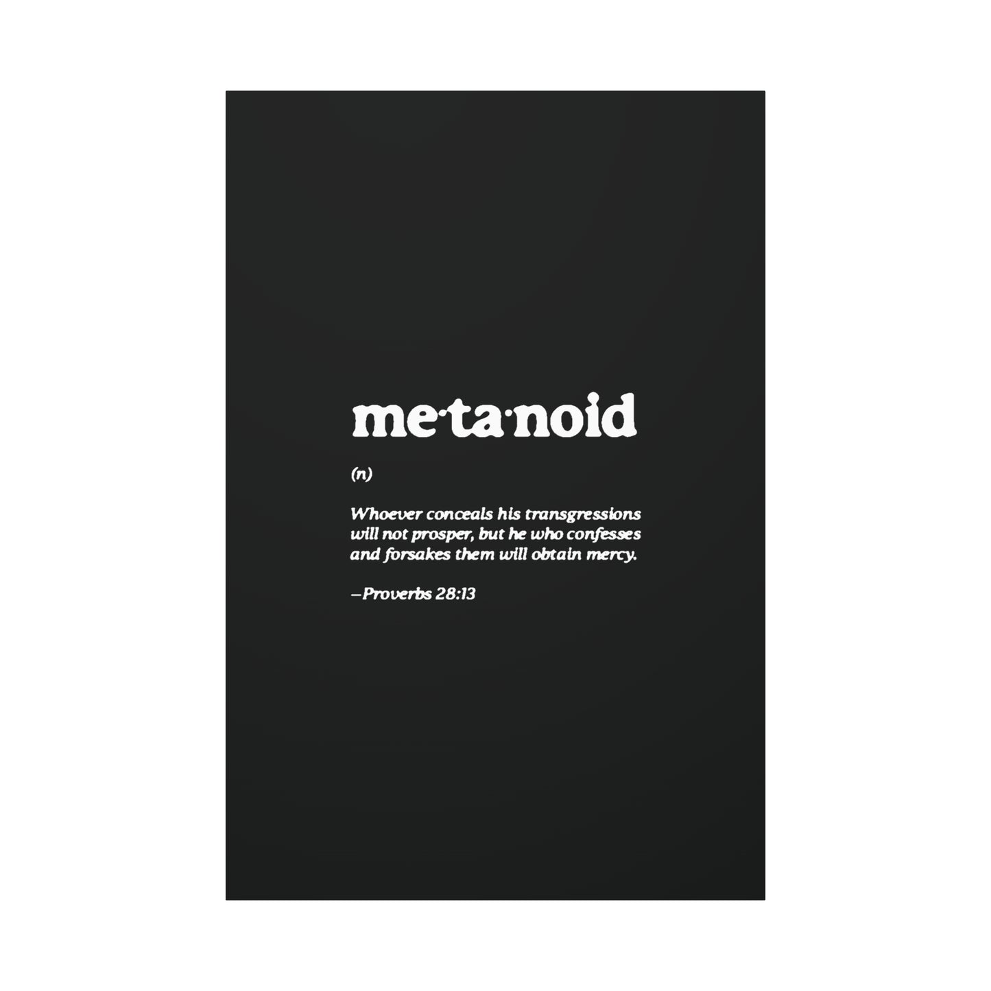 Metanoia Metanoid Definition | Proverbs 28:13 | Confession & Repentance | Minimalist Design | Orthodox Christian Canvas Art