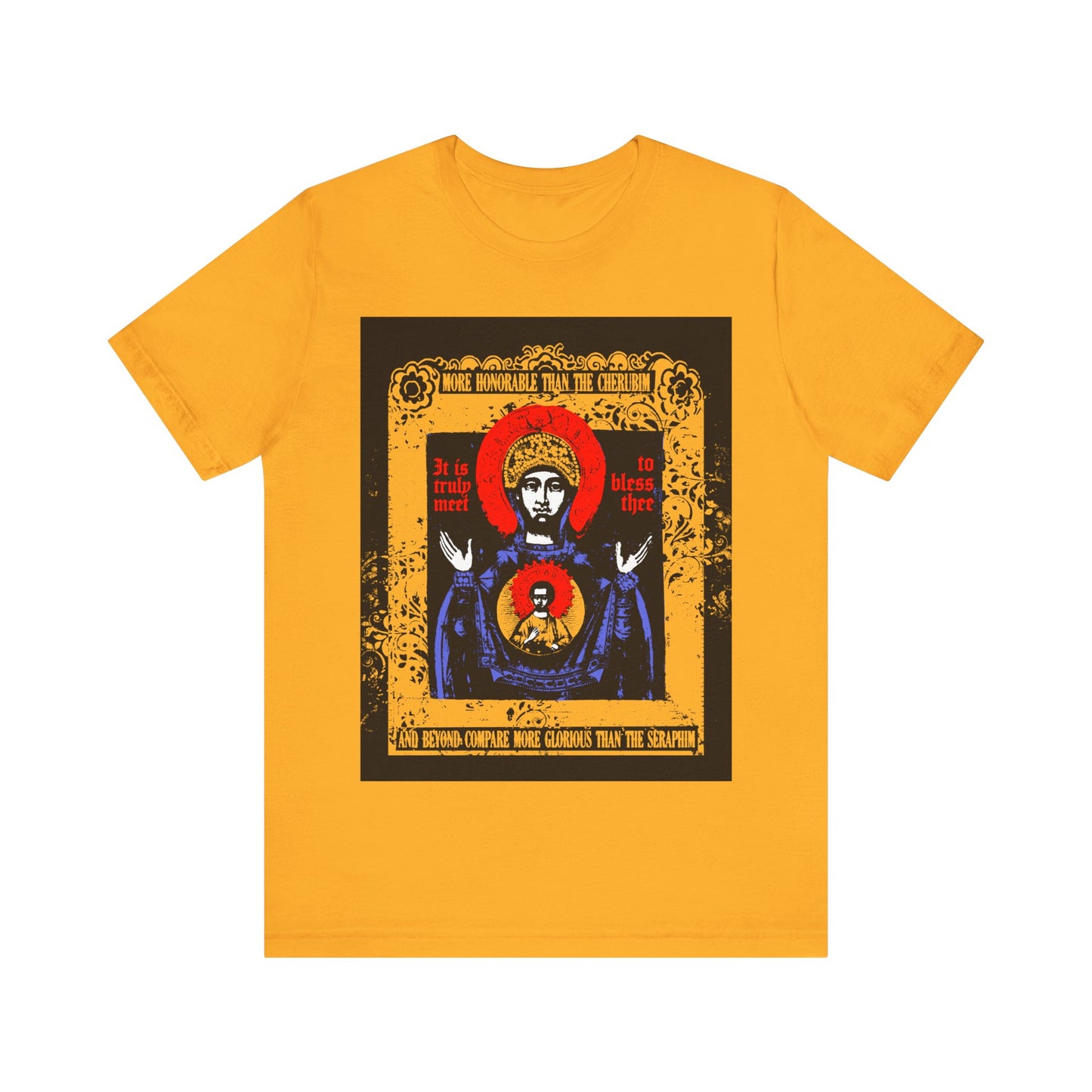 It is Truly Meet To Bless Thee Iconographic | Axion Estin Hymn to the Mother of God Theotokos | Orthodox Christian T-Shirt