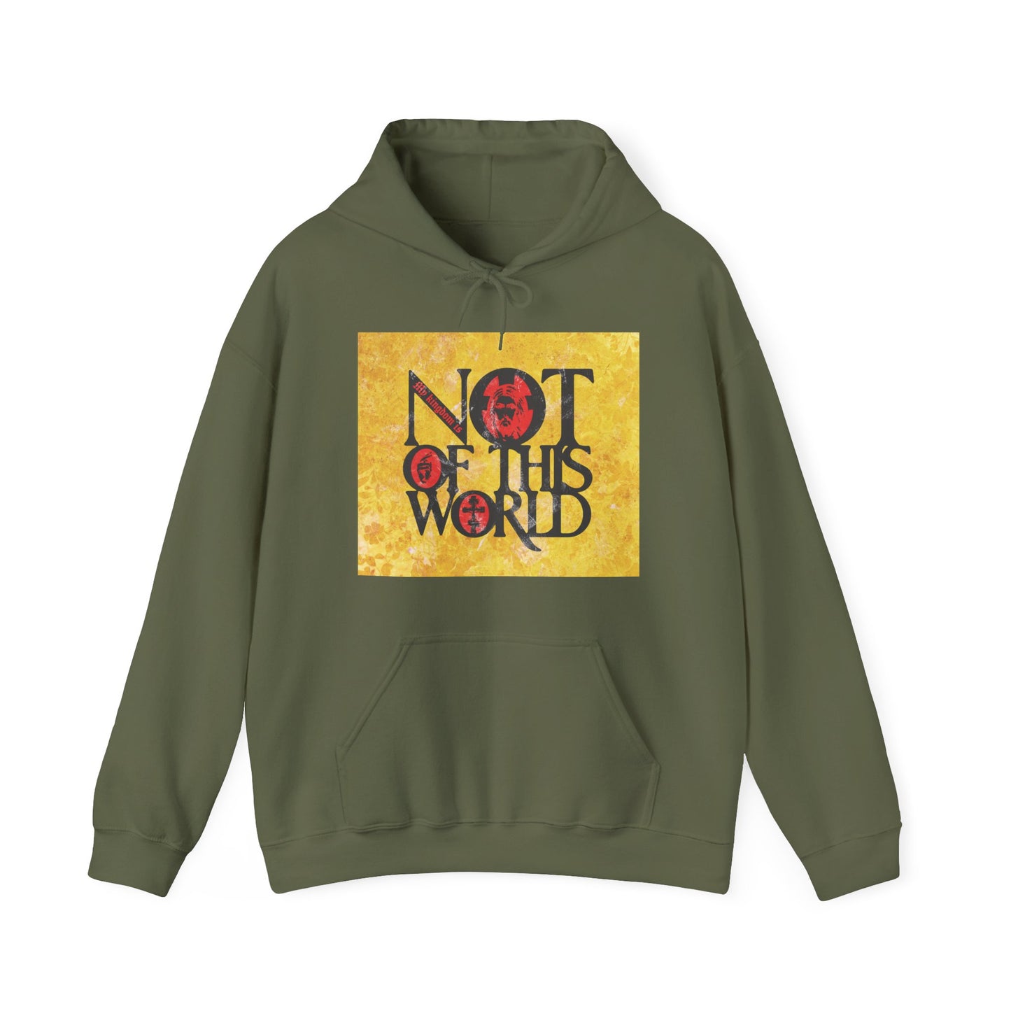 My Kingdom is Not of This World (John 18:36) | Bold Red, Yellow & Black Textured Design with Icon Motifs | Orthodox Christian Hoodie