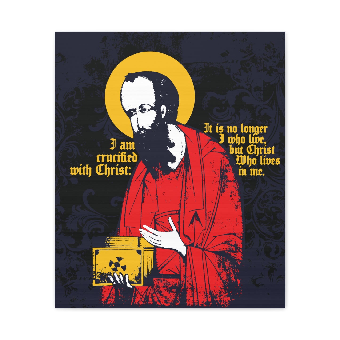 St Paul Holding Gospel Iconographic | I am crucified with Christ (Galatians 2:20) | Orthodox Christian Canvas Art