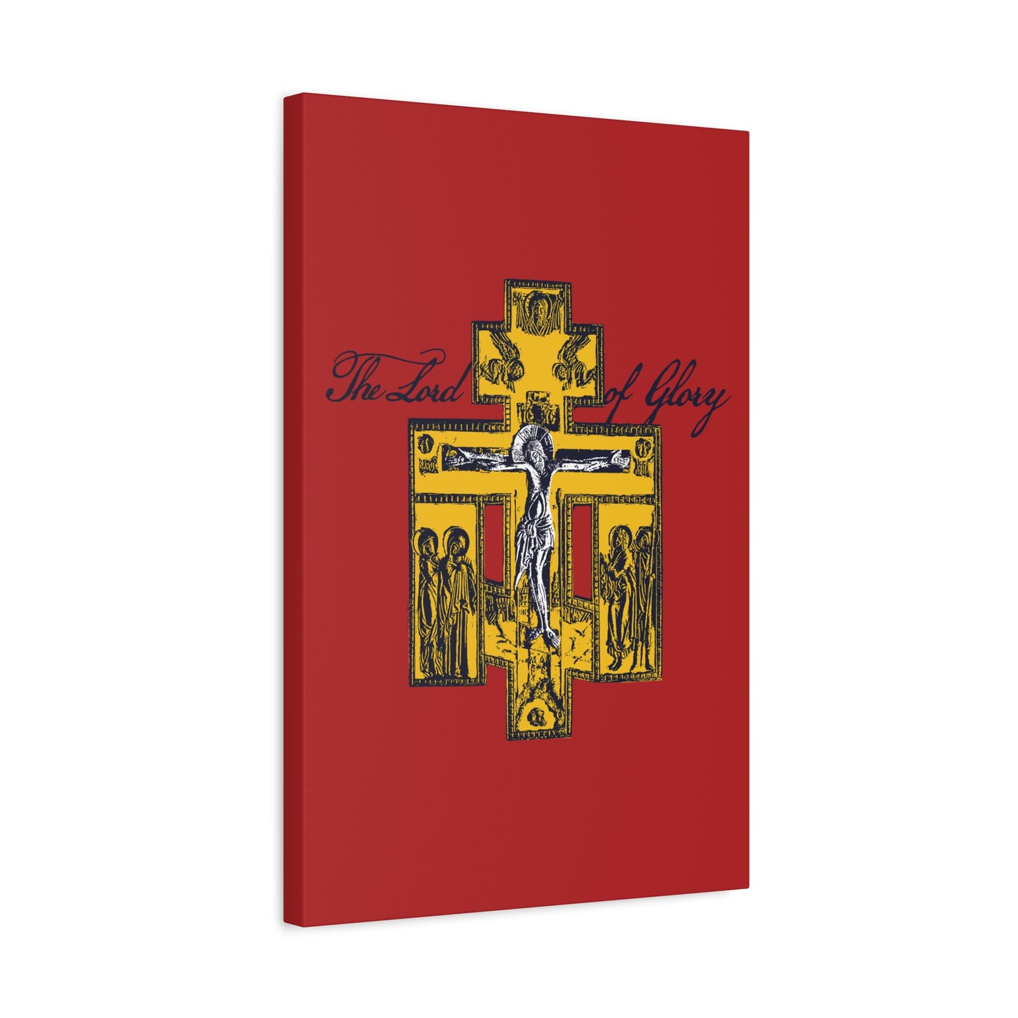 The Lord of Glory | Russian Golgotha Crucifix IconoGraphic (Red BG) | 1 Corinthians 2:8 | Orthodox Christian Canvas Art