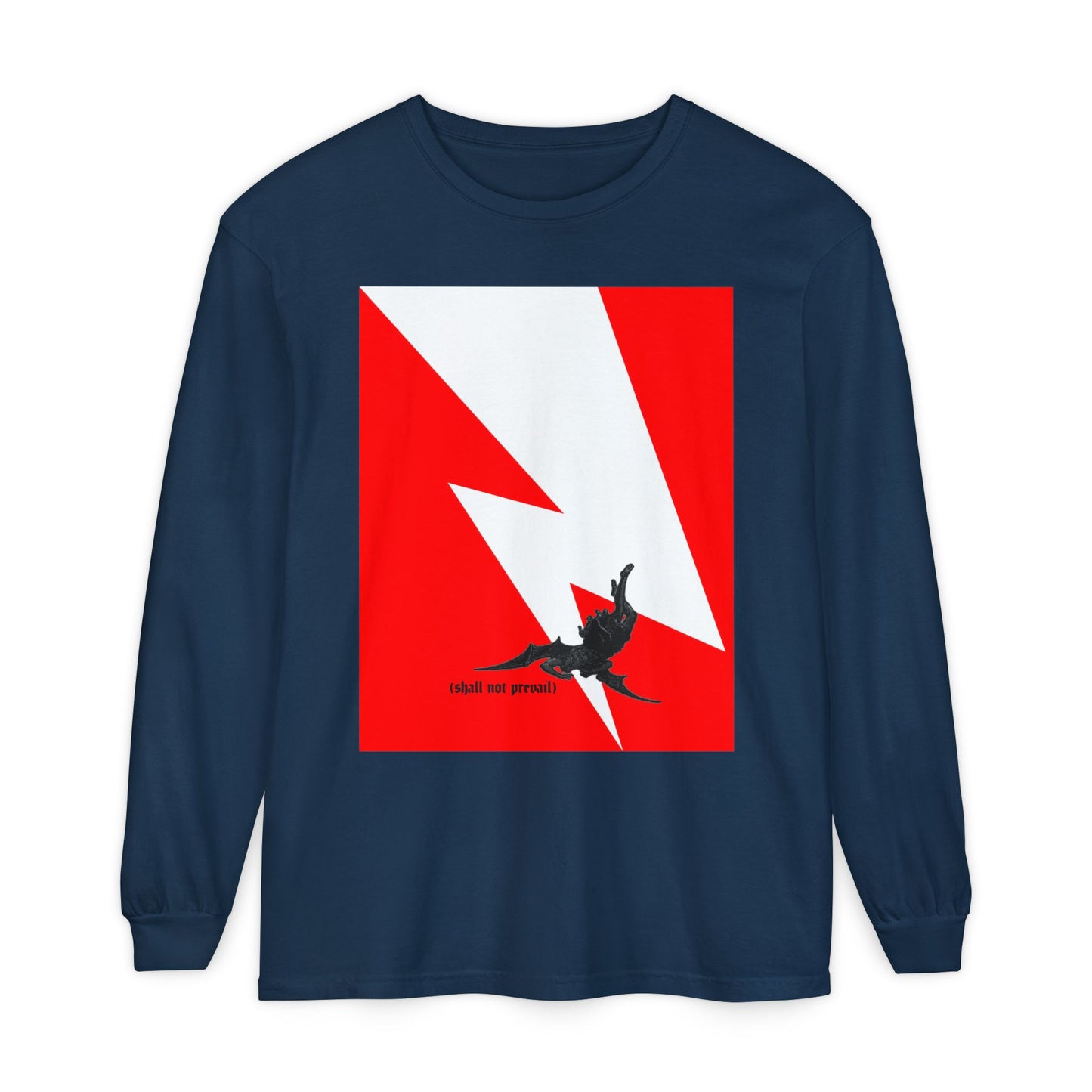 Shall Not Prevail | Satan Fell from Heaven Like Lightning (Luke 10:18) | Minimalist Design | Orthodox Christian Long Sleeve Shirt