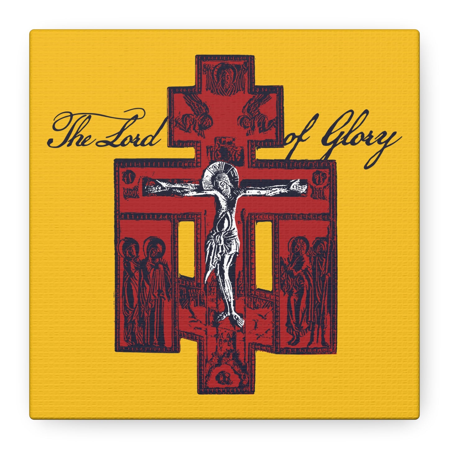 The Lord of Glory | Russian Golgotha Crucifix IconoGraphic (Gold BG) | 1 Corinthians 2:8 | Orthodox Christian Canvas Art
