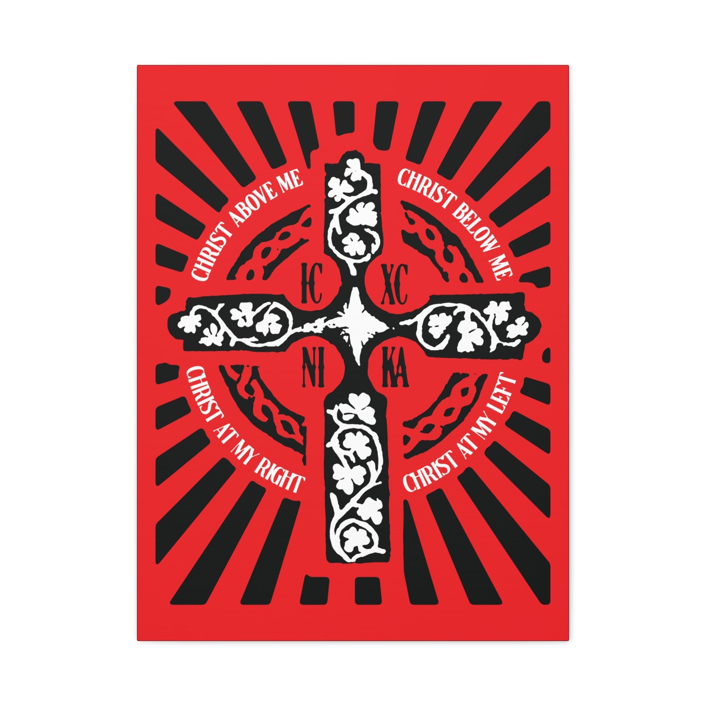 Red ICXC NIKA Enniskillen Celtic Cross | Lorica of St. Patrick | Shield Prayer | Orthodox Christian Canvas Art