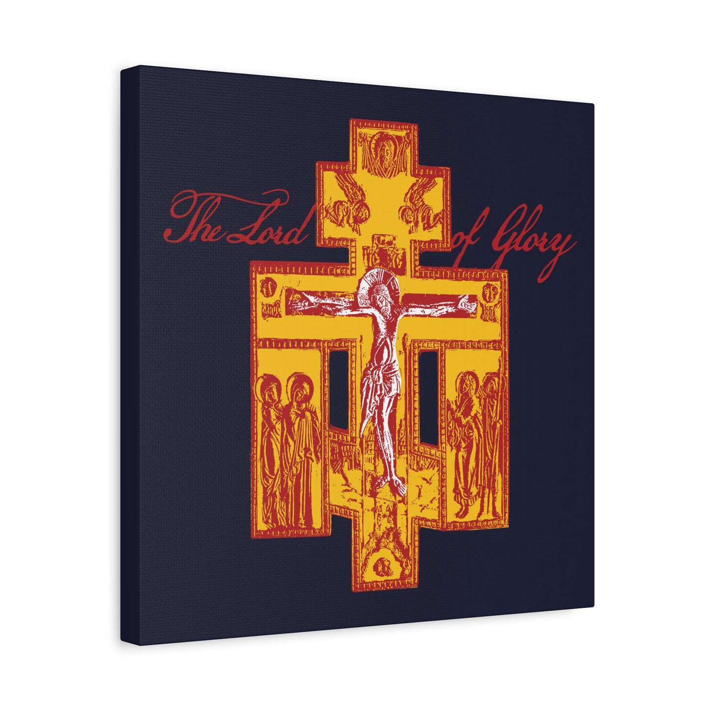 The Lord of Glory | Russian Golgotha Crucifix IconoGraphic (Blue BG) | 1 Corinthians 2:8 | Orthodox Christian Canvas Art