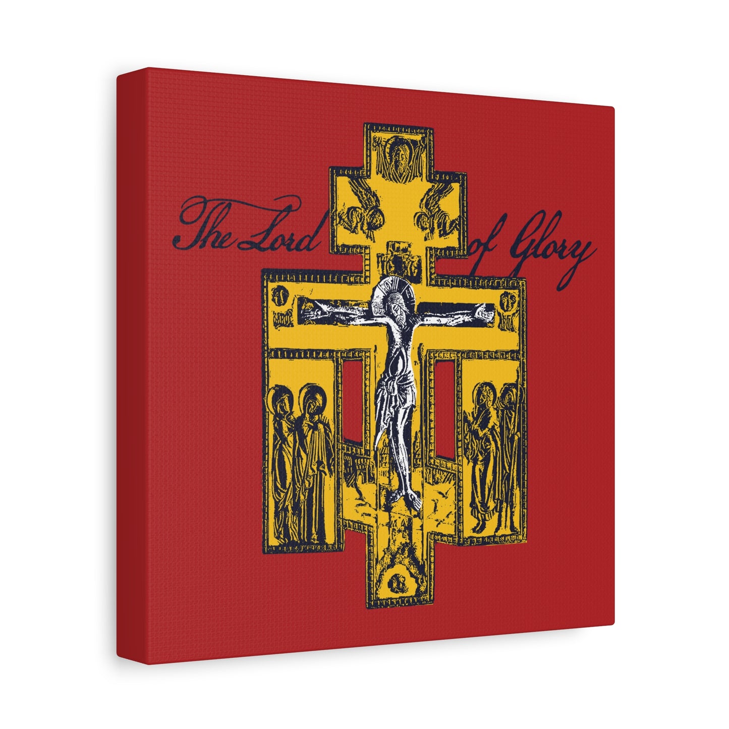 The Lord of Glory | Russian Golgotha Crucifix IconoGraphic (Red BG) | 1 Corinthians 2:8 | Orthodox Christian Canvas Art