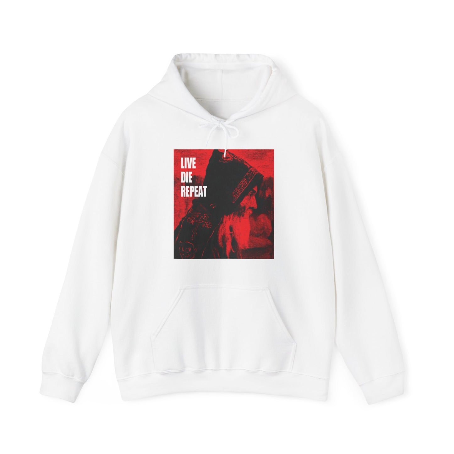 Live Die Repeat (Featuring "Monk" Artwork by Mikhail Nesterov) No. 1 | Orthodox Christian Hoodie / Hooded Sweatshirt