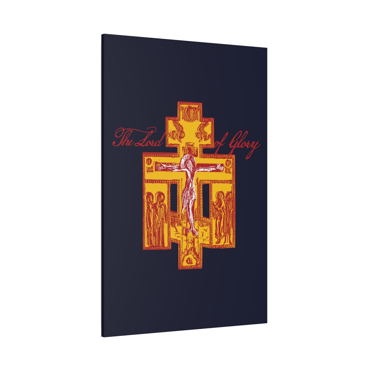 The Lord of Glory | Russian Golgotha Crucifix IconoGraphic (Blue BG) | 1 Corinthians 2:8 | Orthodox Christian Canvas Art