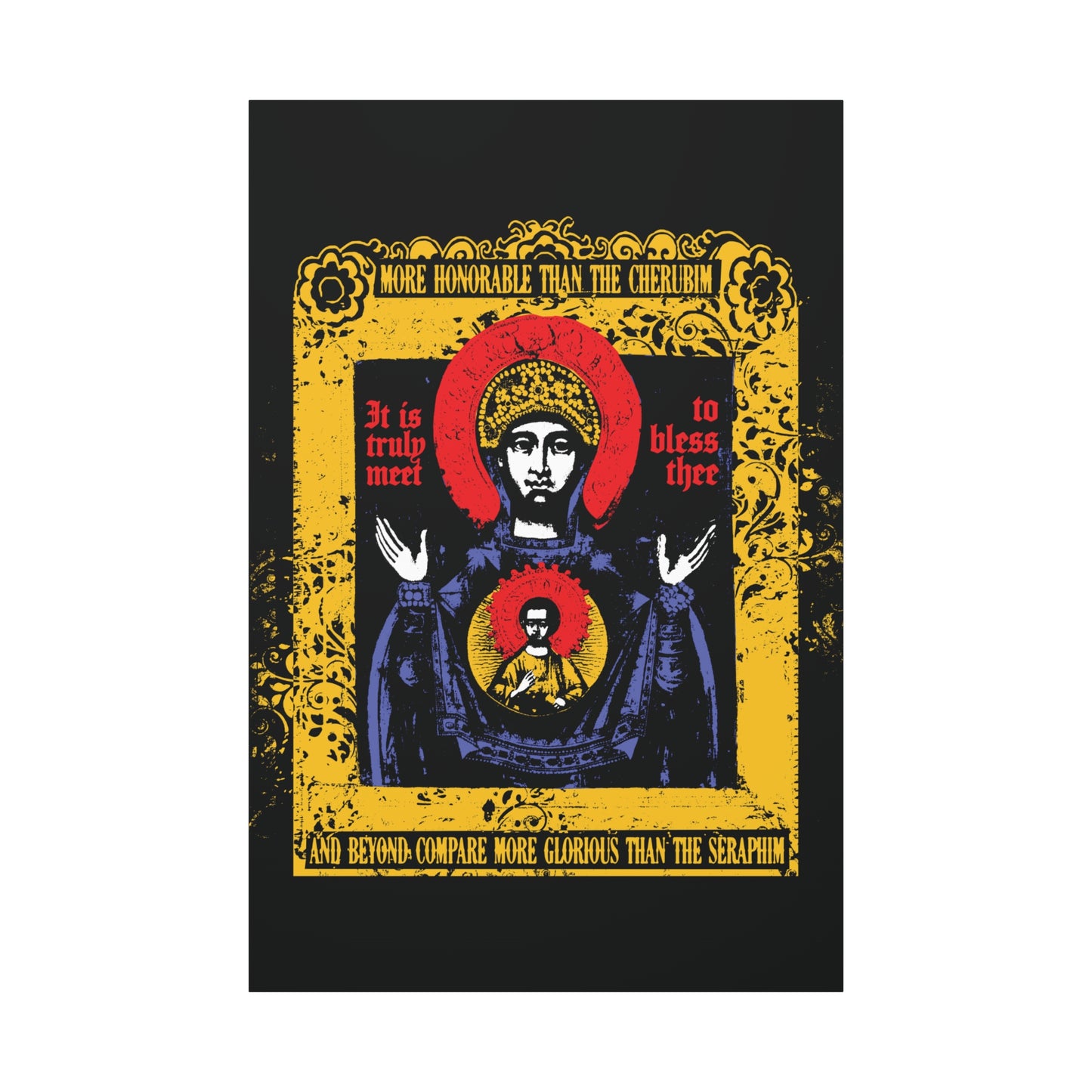 It is Truly Meet To Bless Thee Iconographic | Axion Estin Hymn to the Mother of God Theotokos | Orthodox Christian Canvas Art