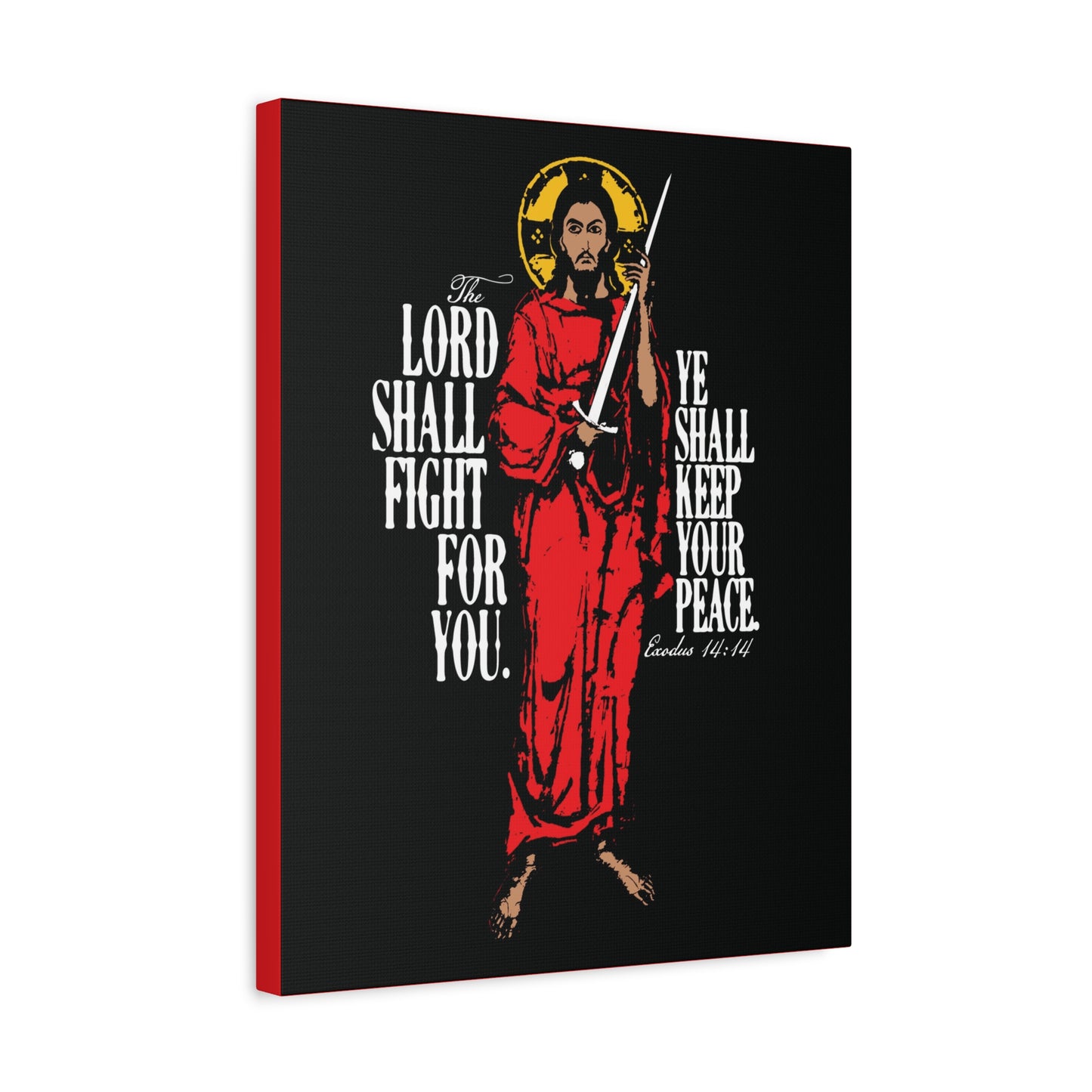 The Lord Shall Fight For You (Exodus 14:14) | Jesus Christ with Sword IconoGraphic | Orthodox Christian Canvas Art