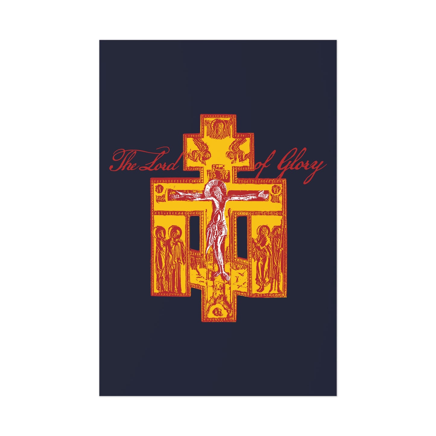 The Lord of Glory | Russian Golgotha Crucifix IconoGraphic (Blue BG) | 1 Corinthians 2:8 | Orthodox Christian Art Poster