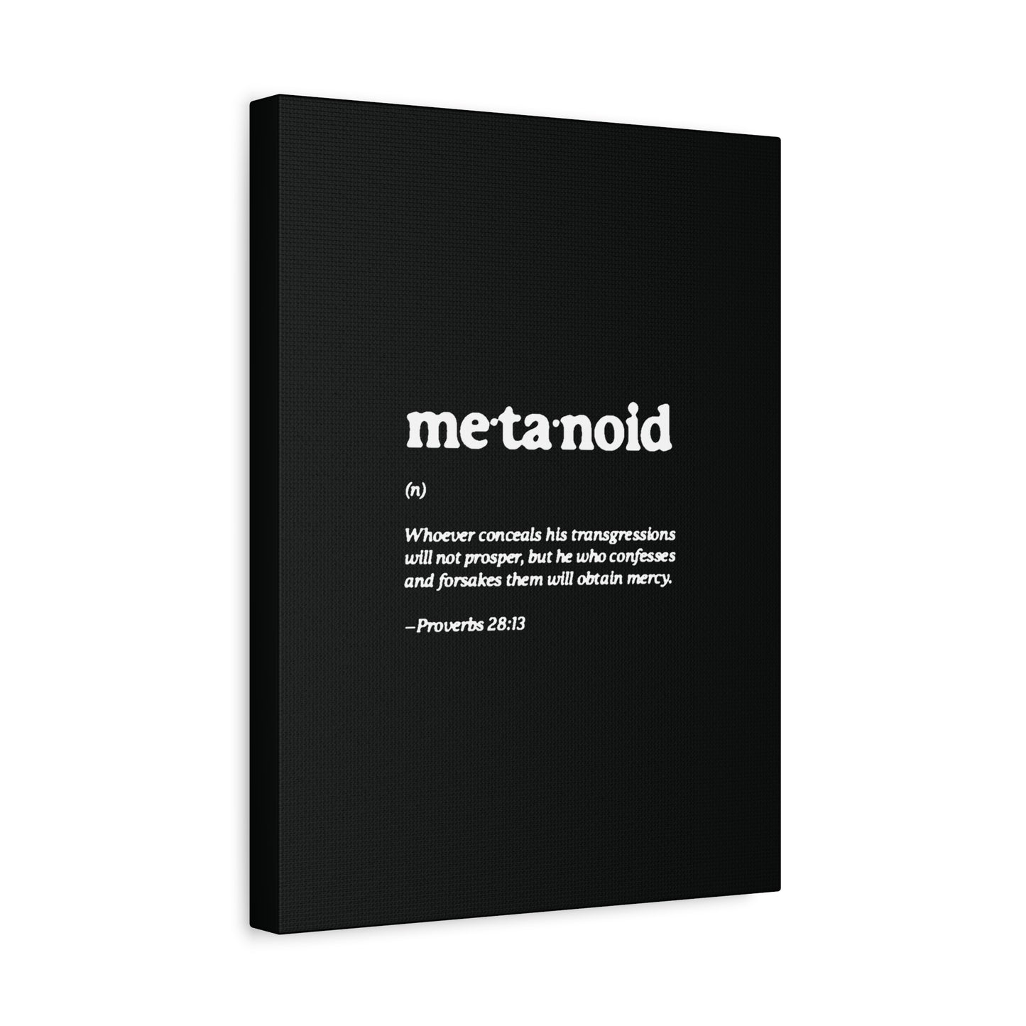Metanoia Metanoid Definition | Proverbs 28:13 | Confession & Repentance | Minimalist Design | Orthodox Christian Canvas Art