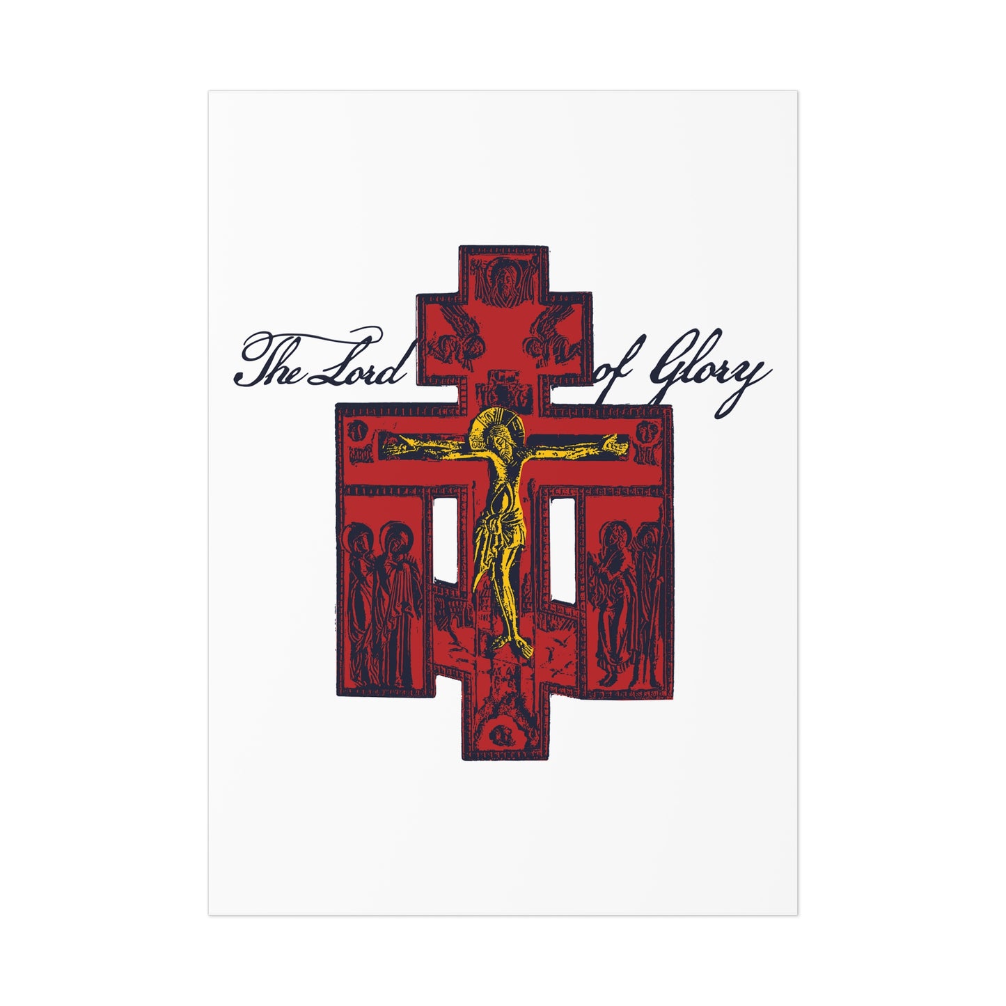 The Lord of Glory | Russian Golgotha Crucifix IconoGraphic (White BG) | 1 Corinthians 2:8 | Orthodox Christian Art Poster