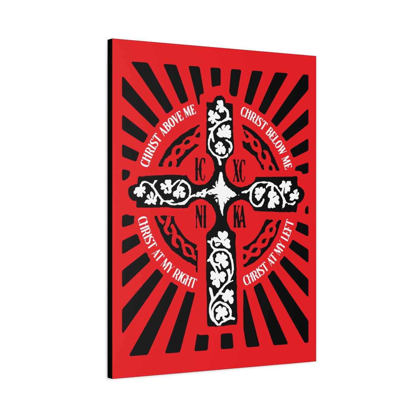 Red ICXC NIKA Enniskillen Celtic Cross | Lorica of St. Patrick | Shield Prayer | Orthodox Christian Canvas Art
