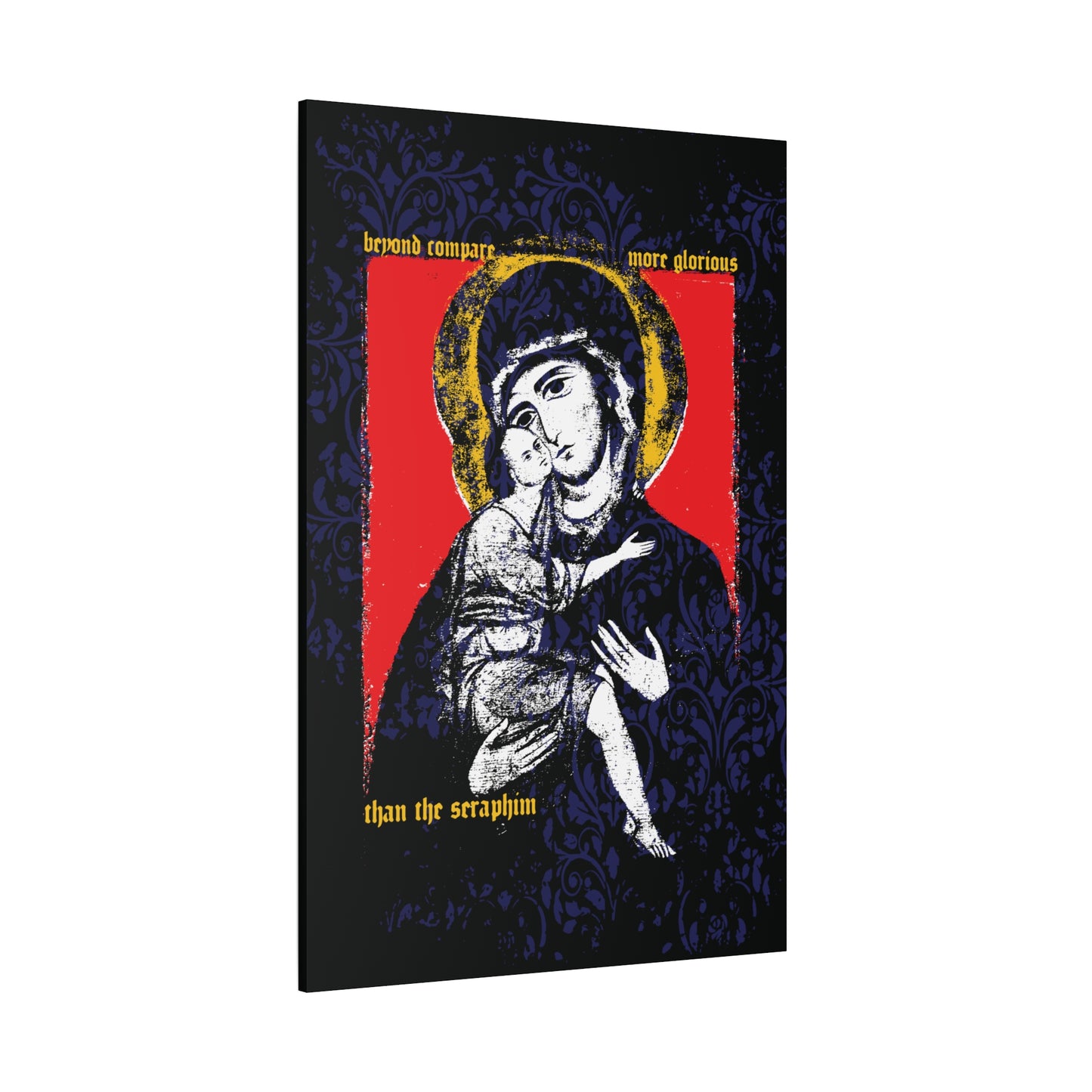 Beyond Compare More Glorious Than the Seraphim | Vladimir Theotokos Iconographic | Orthodox Christian Canvas Art