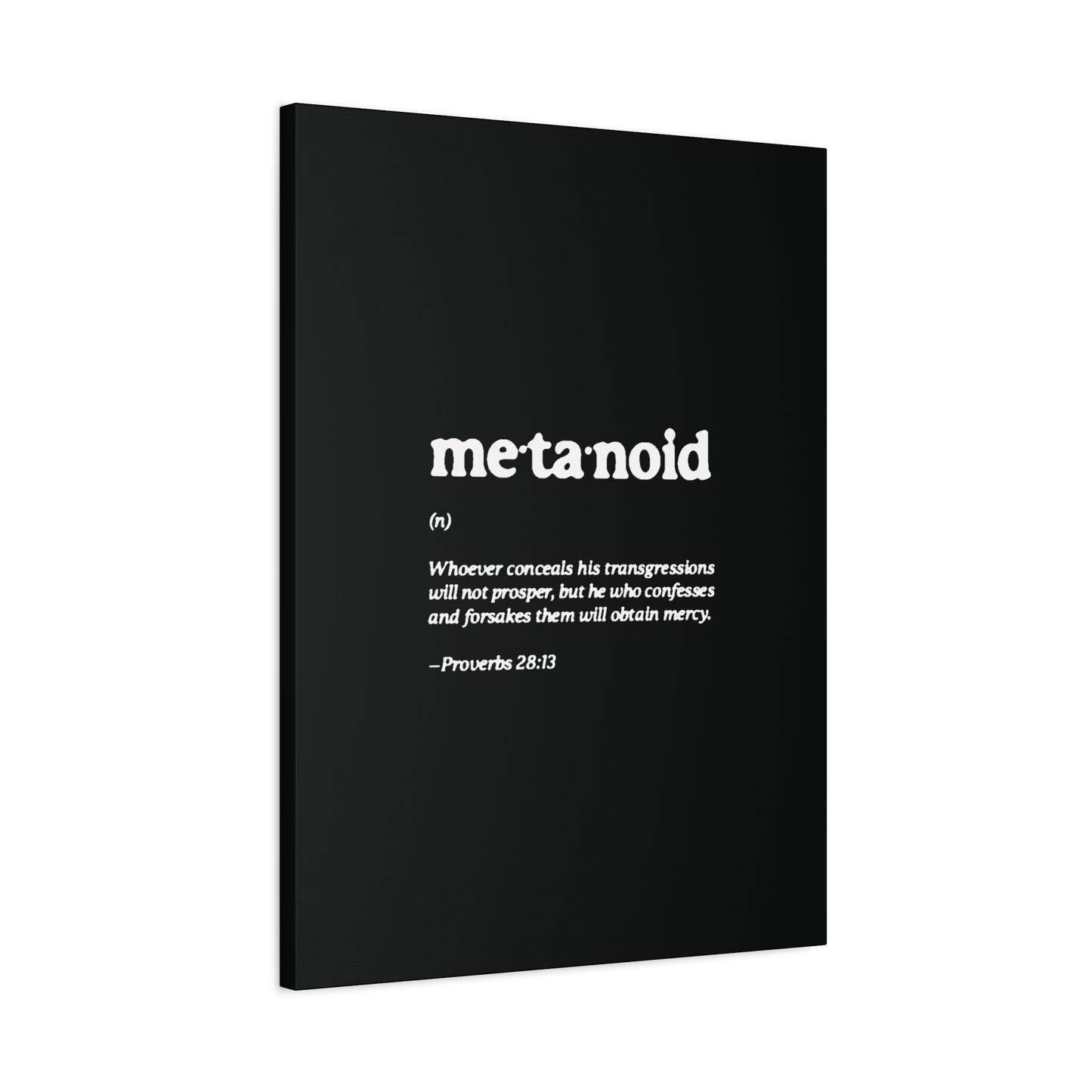 Metanoia Metanoid Definition | Proverbs 28:13 | Confession & Repentance | Minimalist Design | Orthodox Christian Canvas Art